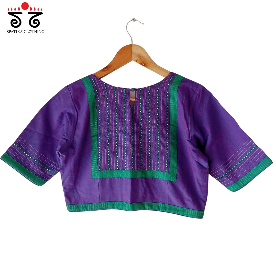Purple Hand - Embroidered Mirror Work Blouse