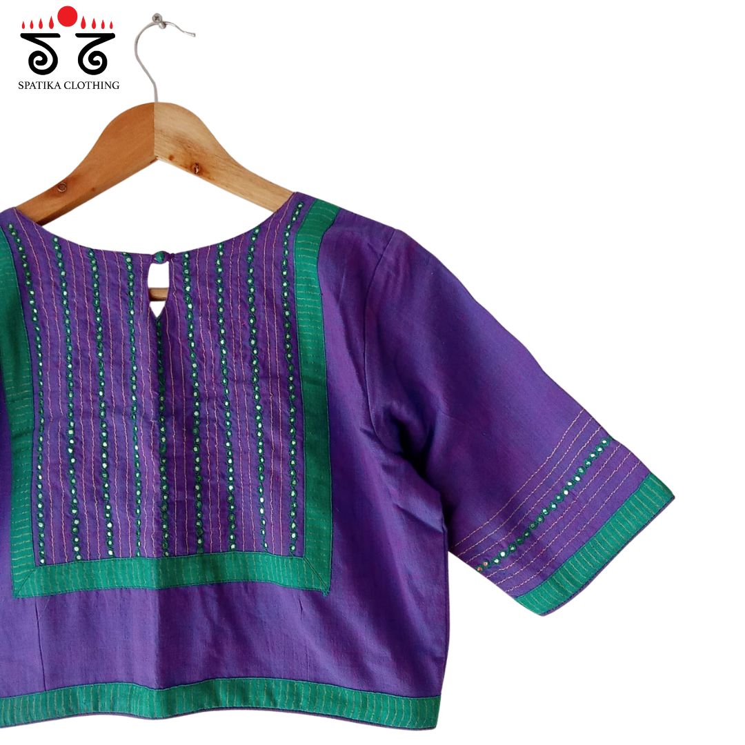 Purple Hand - Embroidered Mirror Work Blouse