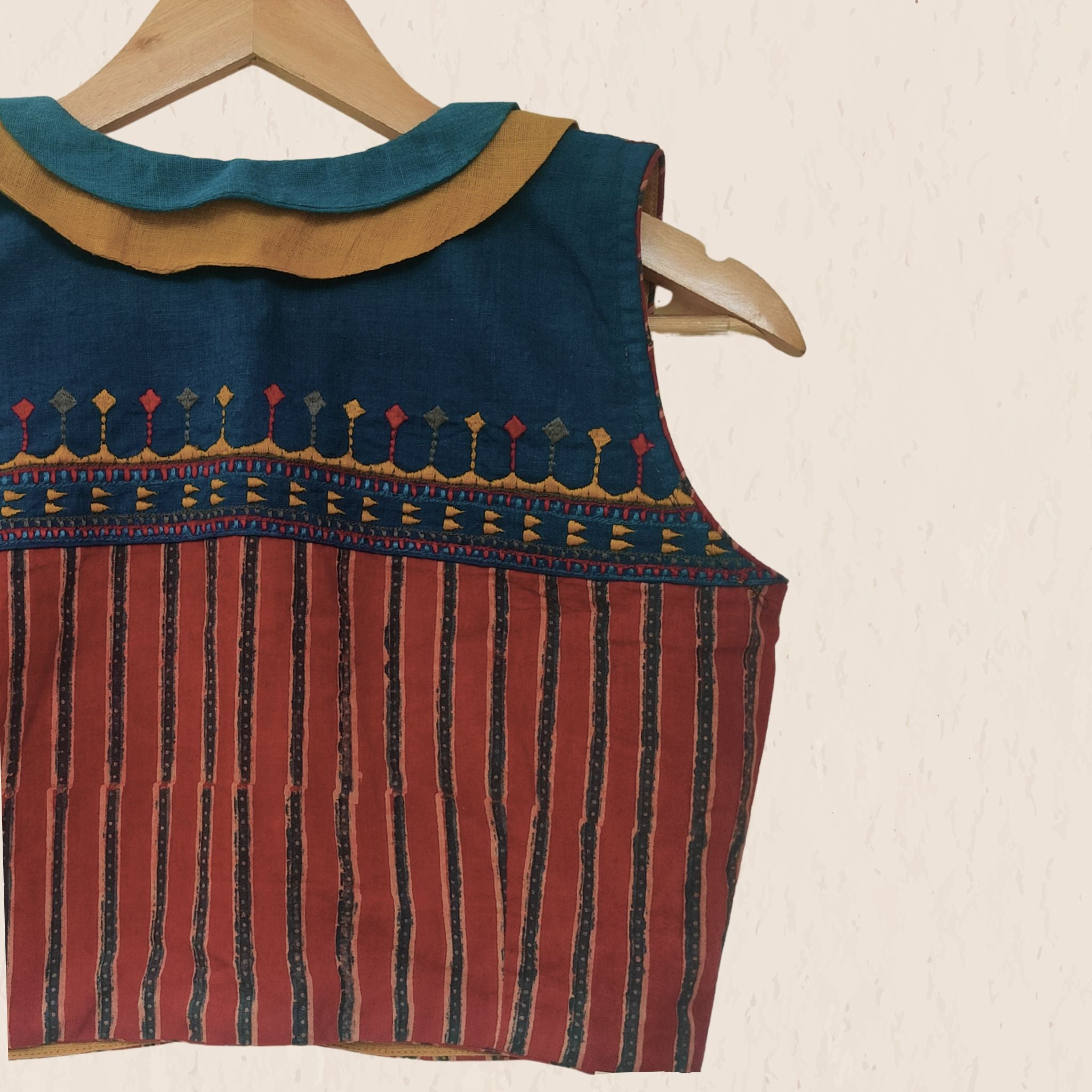 Blue & Red Peterpan Collar Blouse-New!