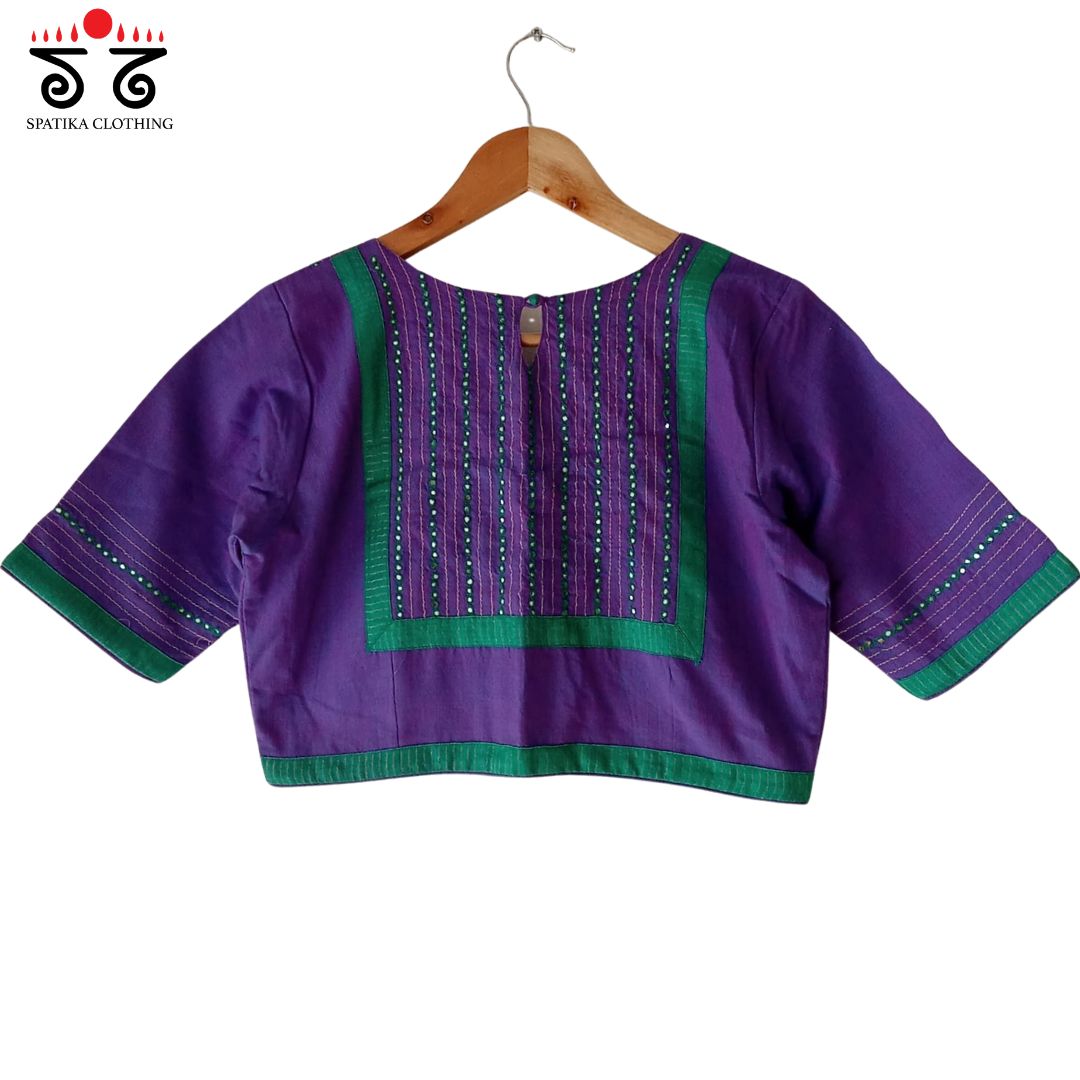 Purple Hand - Embroidered Mirror Work Blouse