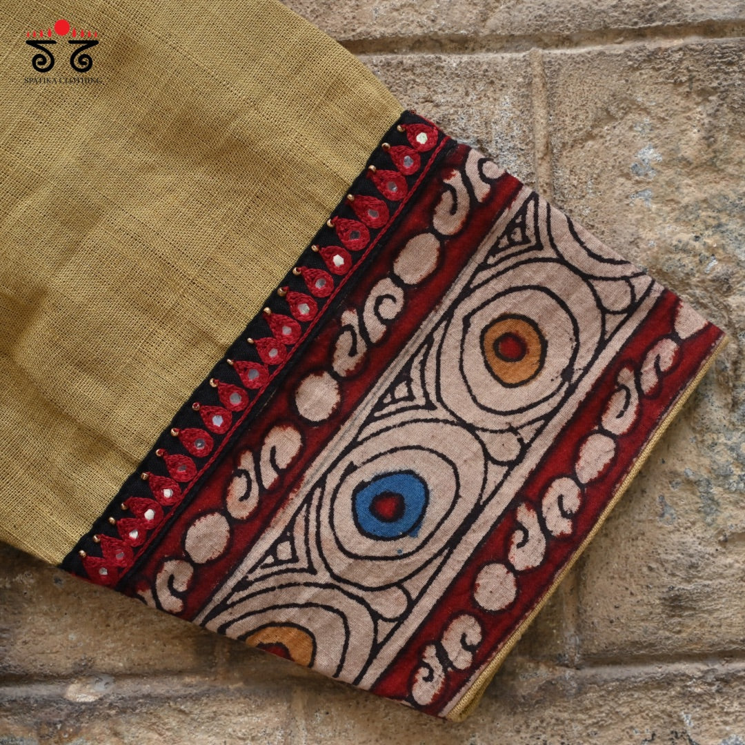 Boondh Pen Kalamkari Handembroidered Blouse