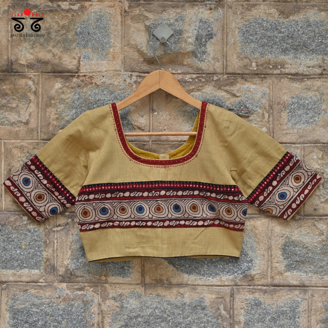 Boondh Pen Kalamkari Handembroidered Blouse
