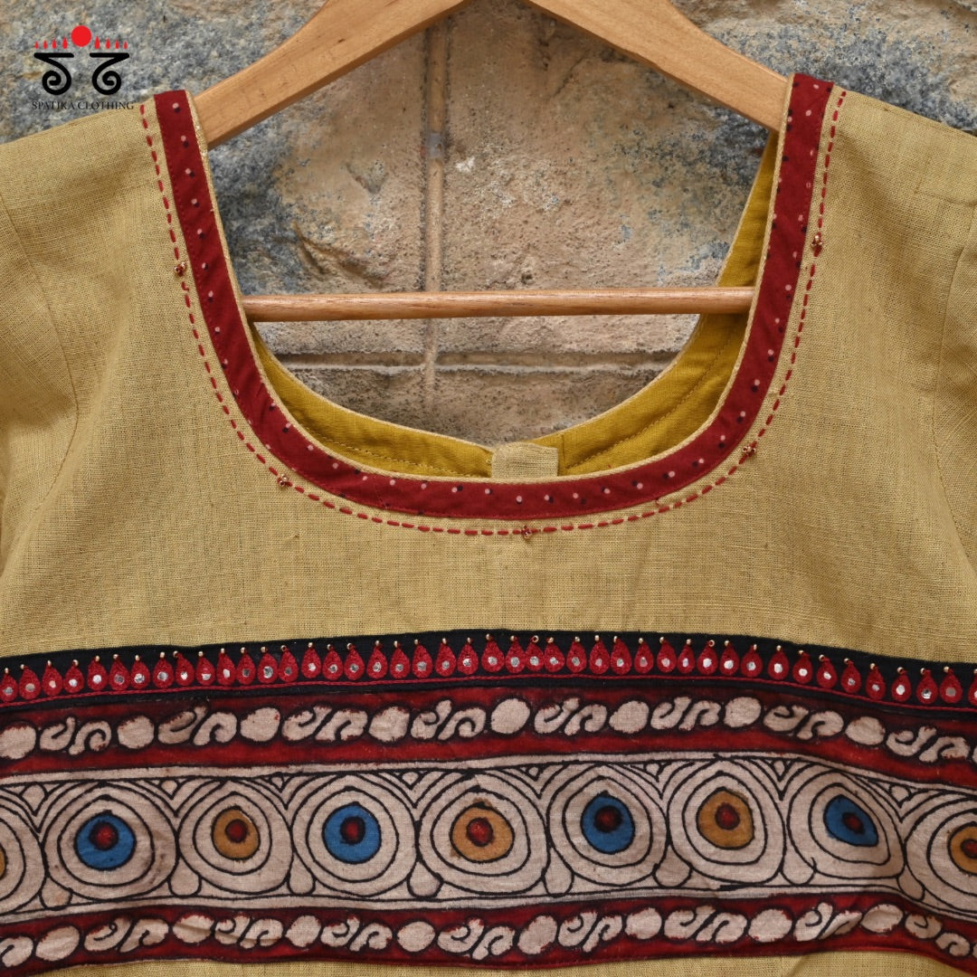 Boondh Pen Kalamkari Handembroidered Blouse