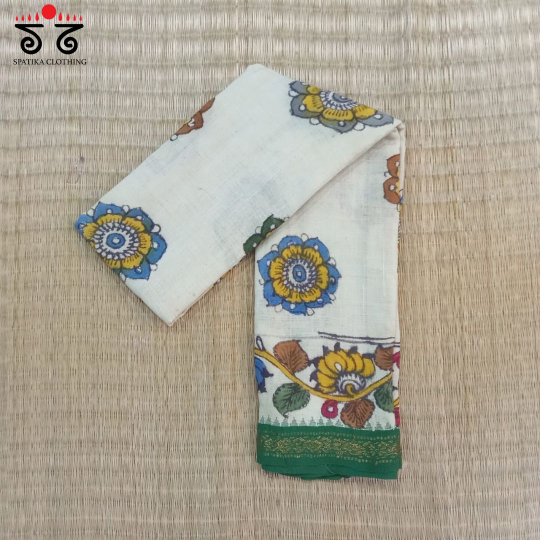 Kalamkari Off White Ponduru Blouse Fabric