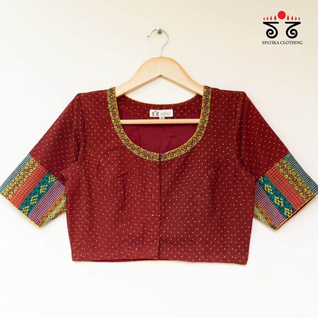 Red Ajrak Patch Work Blouse New!