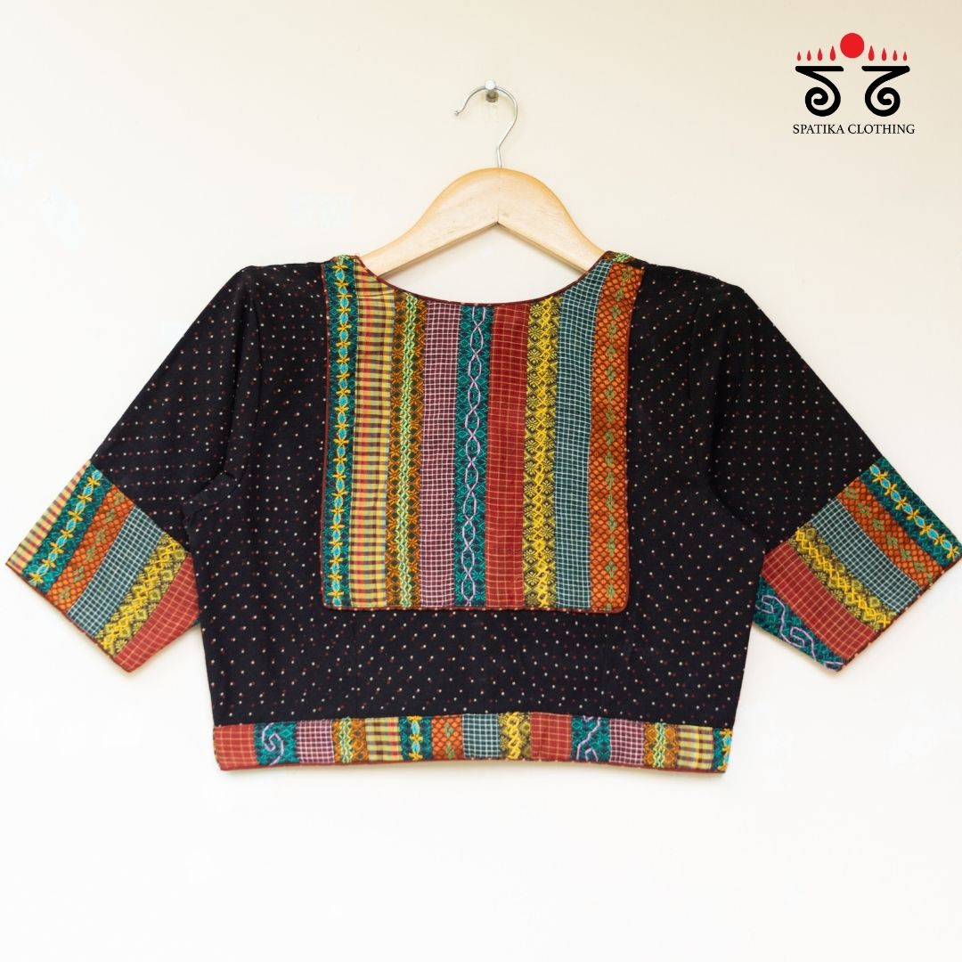 Black Ajrak Patch Work Blouse