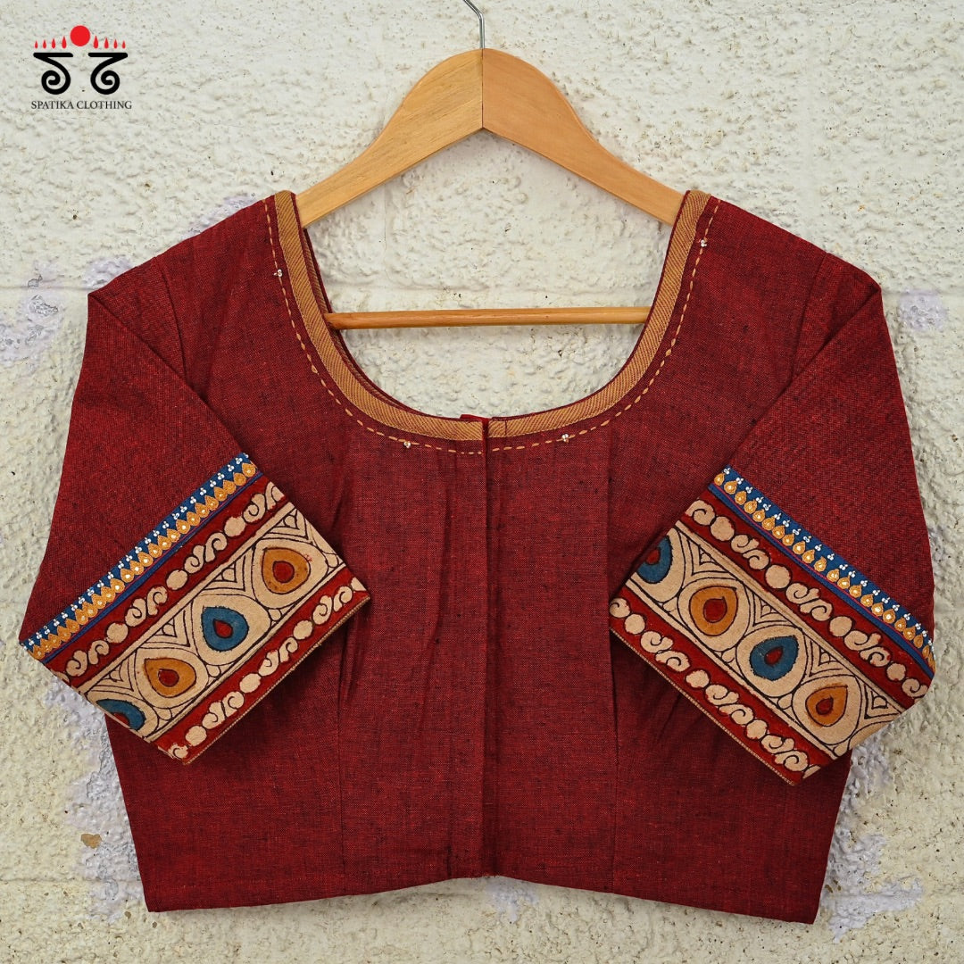 Boondh Pen Kalamkari Handembroidered Blouse