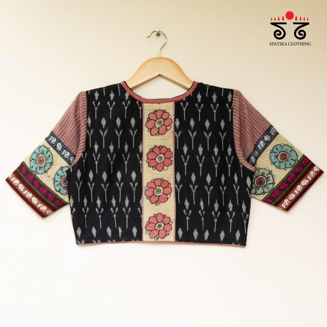 Black Ikat - Pen Kalamkari Handcrafted Blouse