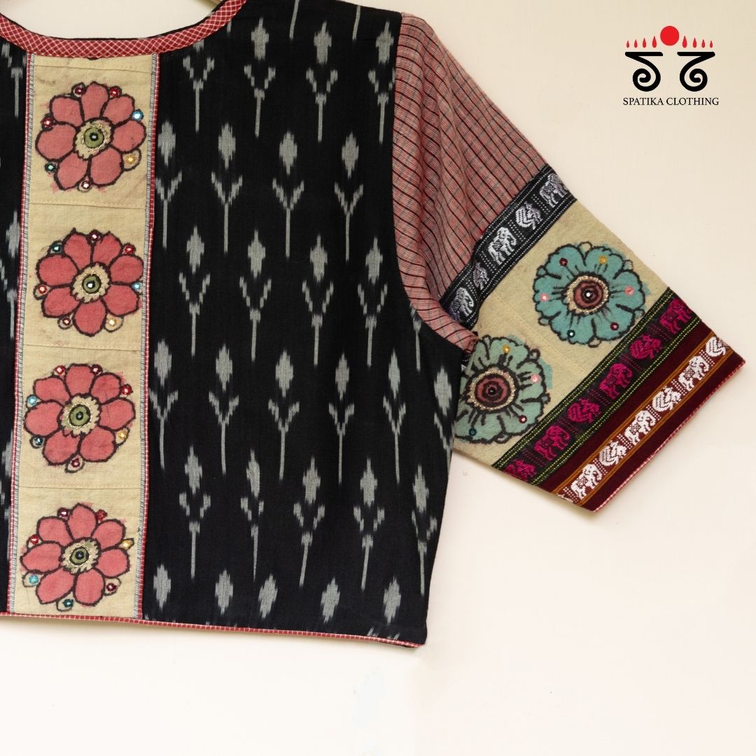 Black Ikat - Pen Kalamkari Handcrafted Blouse