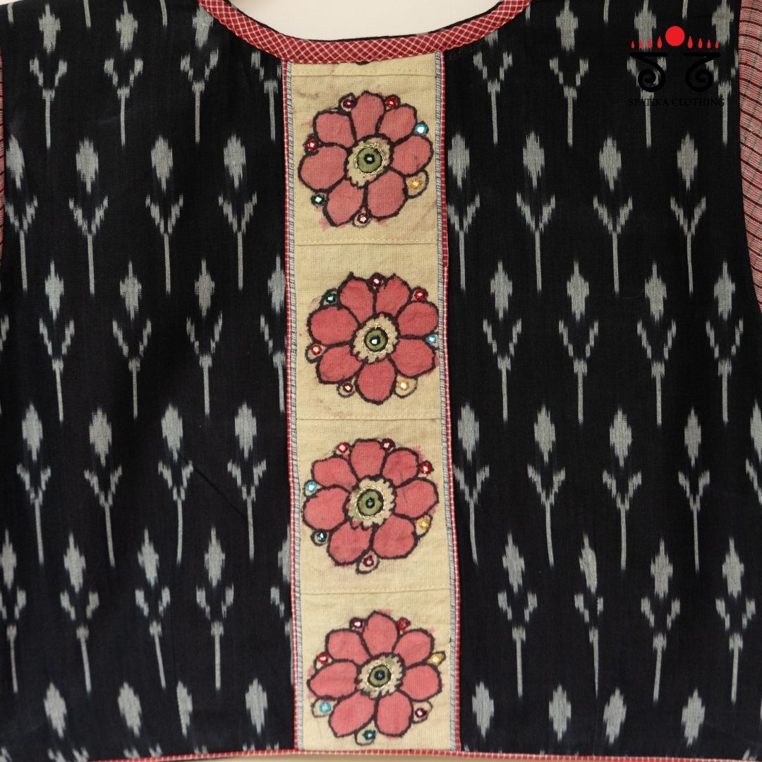 Black Ikat - Pen Kalamkari Handcrafted Blouse
