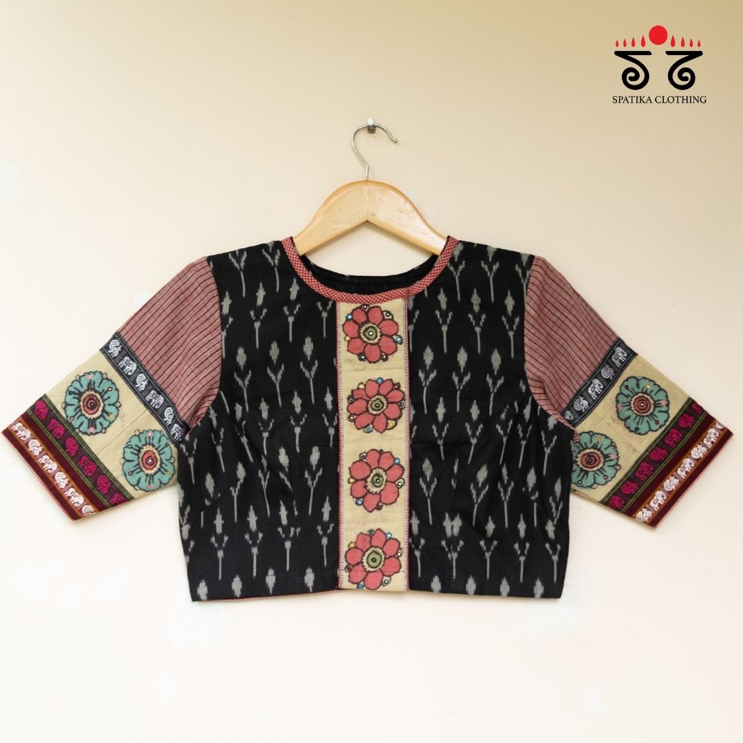Black Ikat - Pen Kalamkari Handcrafted Blouse