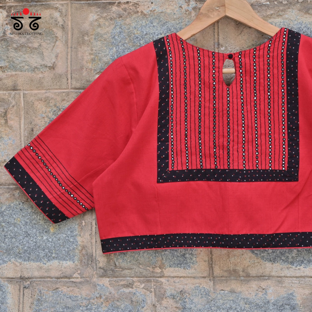 Hand - Embroidered Mirror Work Blouse