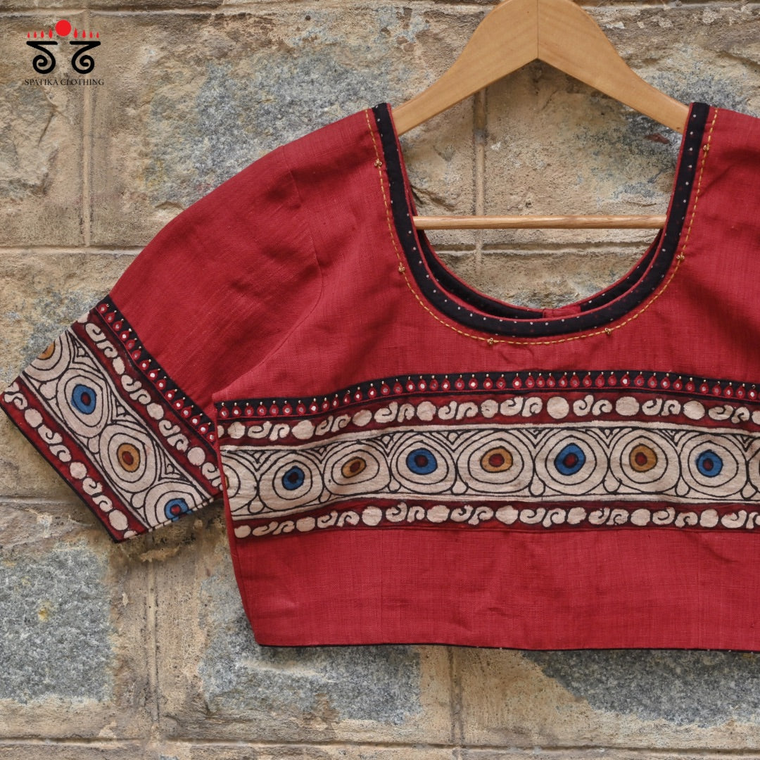 Boondh Pen Kalamkari Handembroidered Blouse