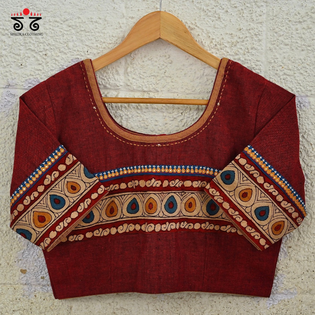 Boondh Pen Kalamkari Handembroidered Blouse