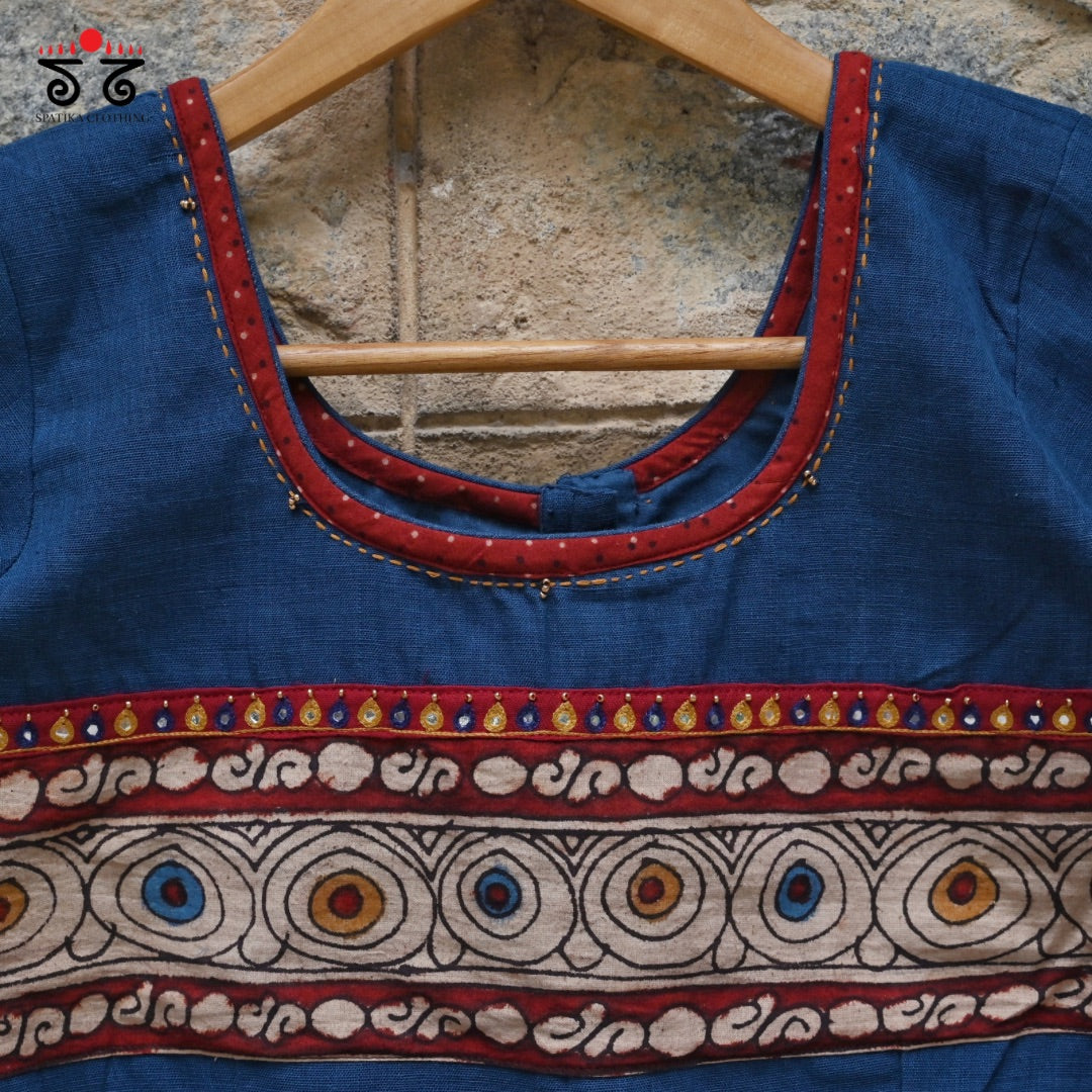Boondh Pen Kalamkari Handembroidered Blouse