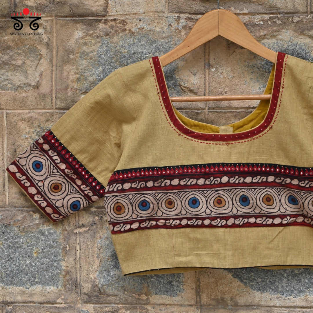 Boondh Pen Kalamkari Handembroidered Blouse