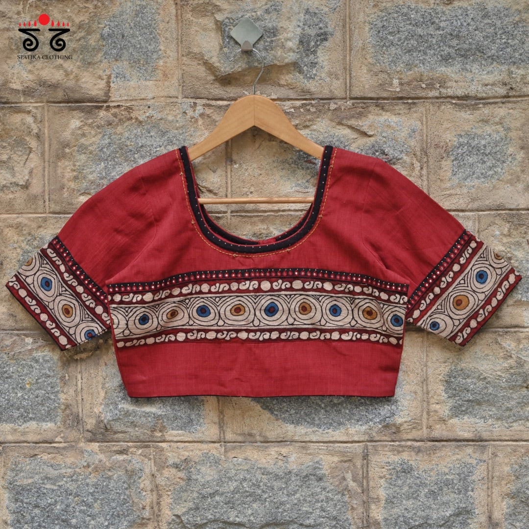 Boondh Pen Kalamkari Handembroidered Blouse