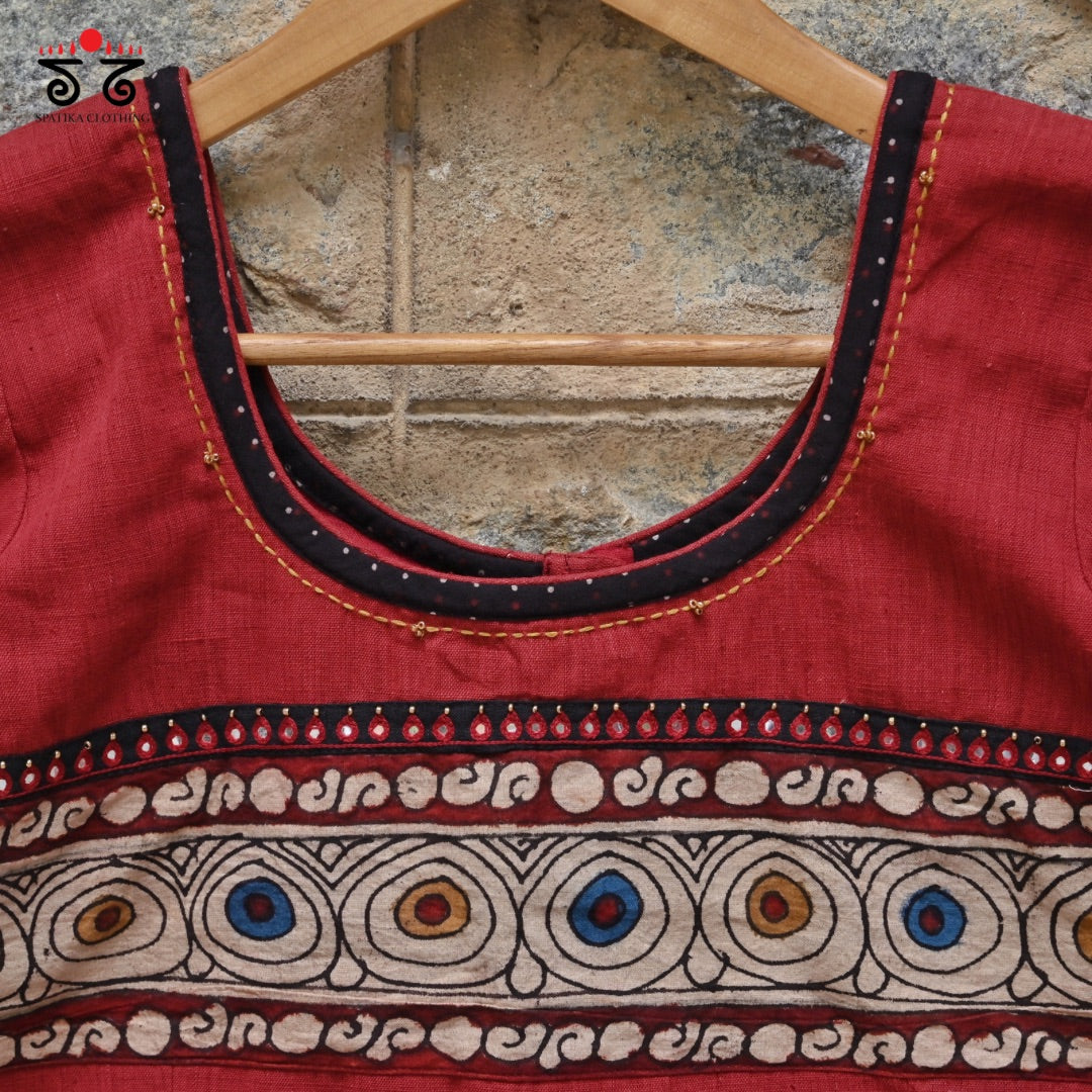 Boondh Pen Kalamkari Handembroidered Blouse