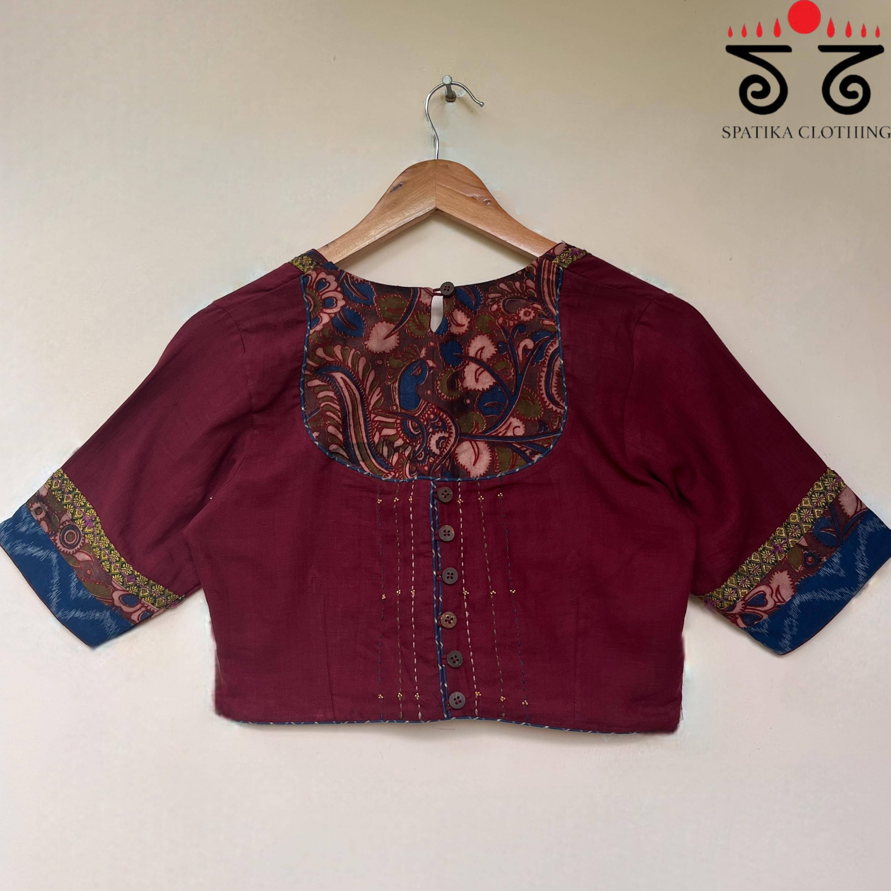 The Kalamkari Maroon Yoke Blouse