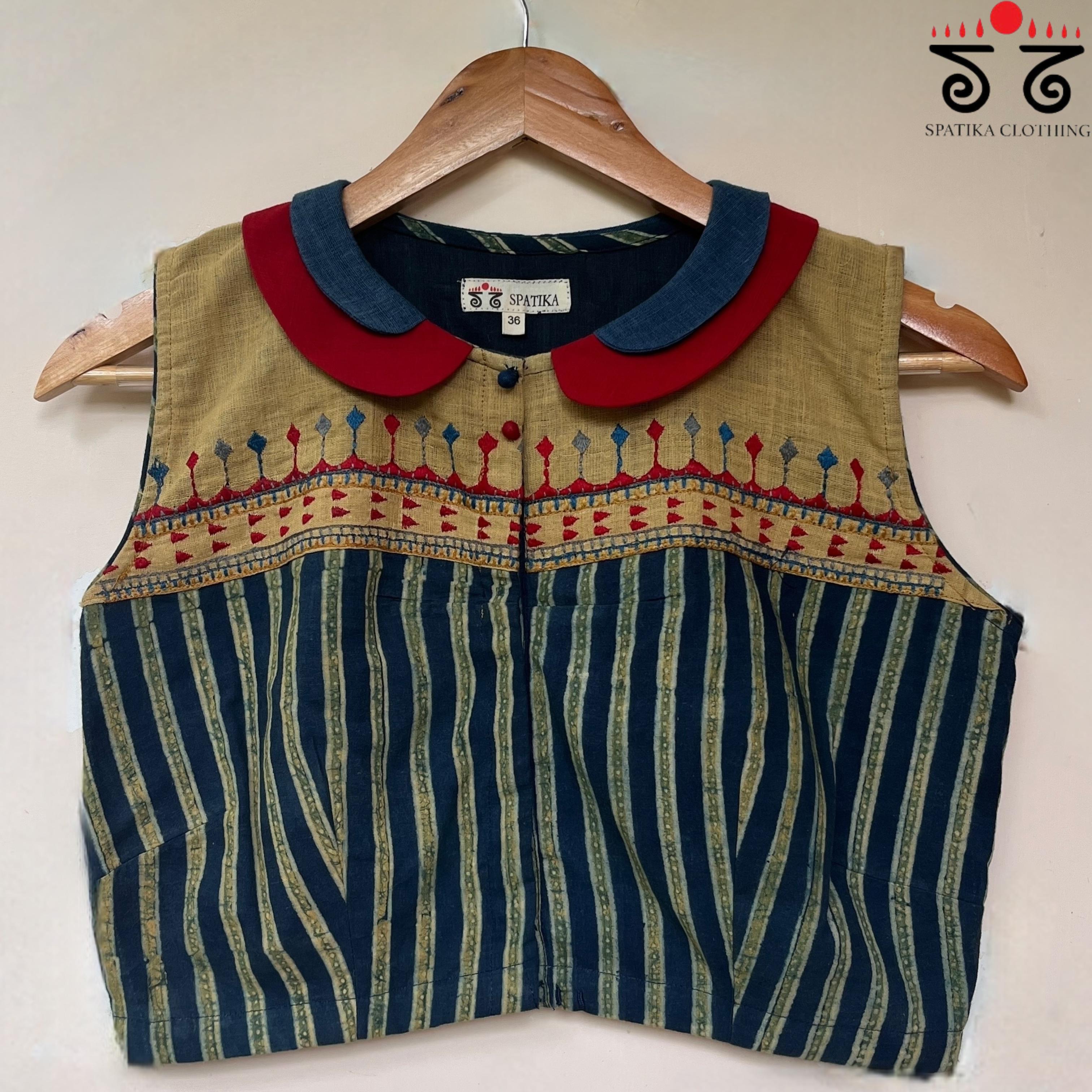 Blue & Yellow Peterpan Collar Blouse-New!