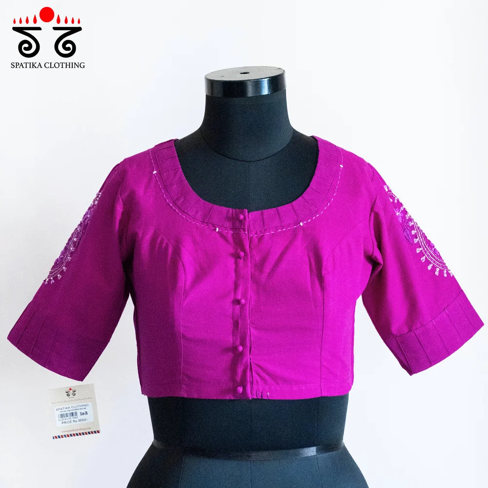 Pink Ponduru Handspun Cotton Saree with The Chikankari Pink Blouse