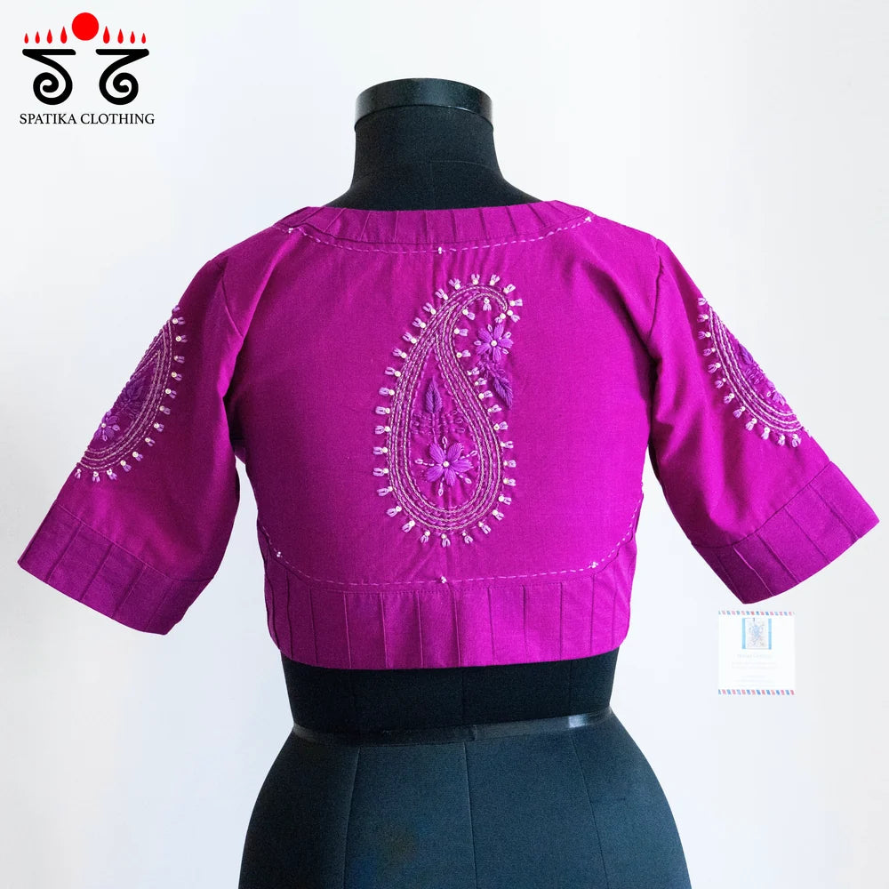 Pink Ponduru Handspun Cotton Saree with The Chikankari Pink Blouse
