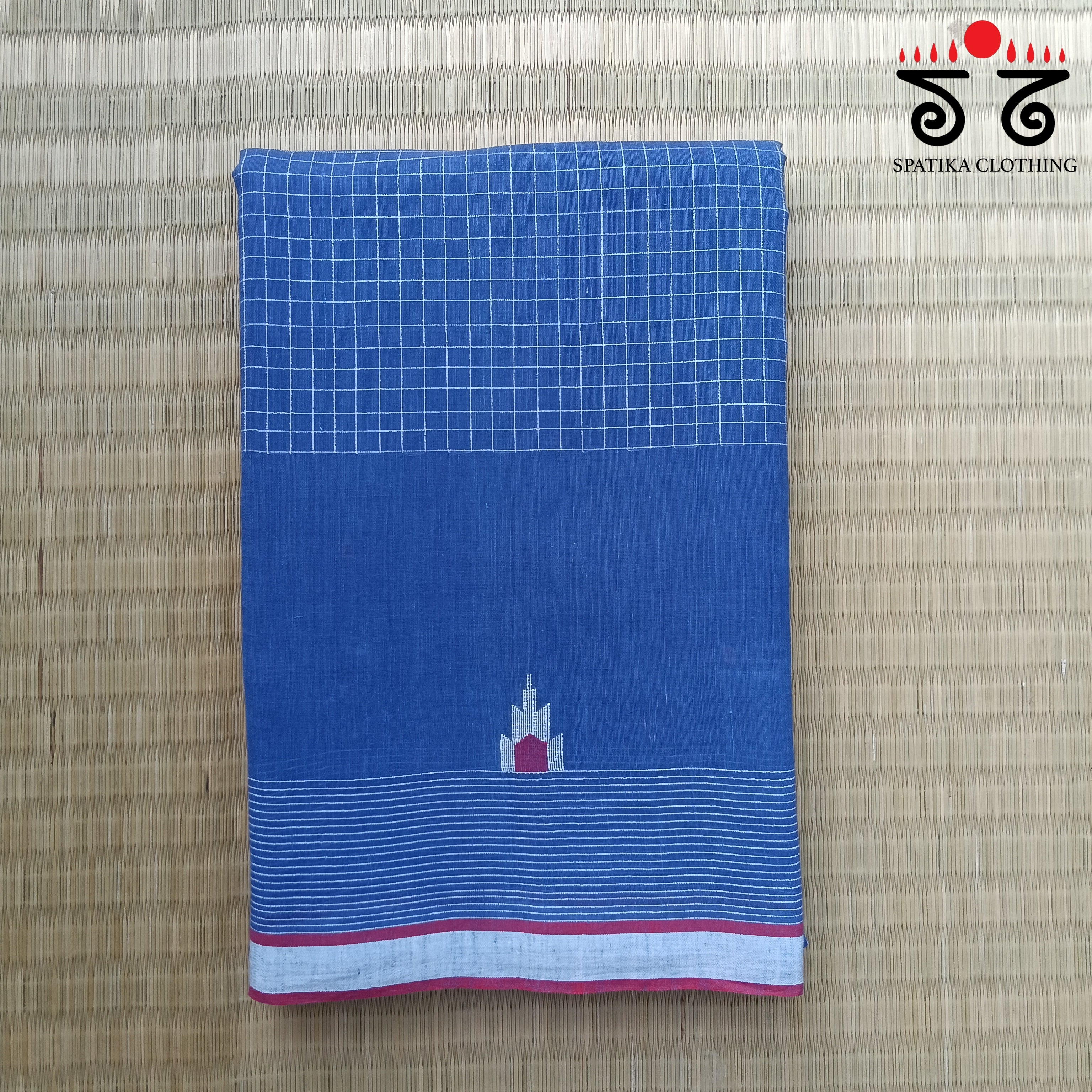 Jamdhani on Blue Bengal Cotton Saree