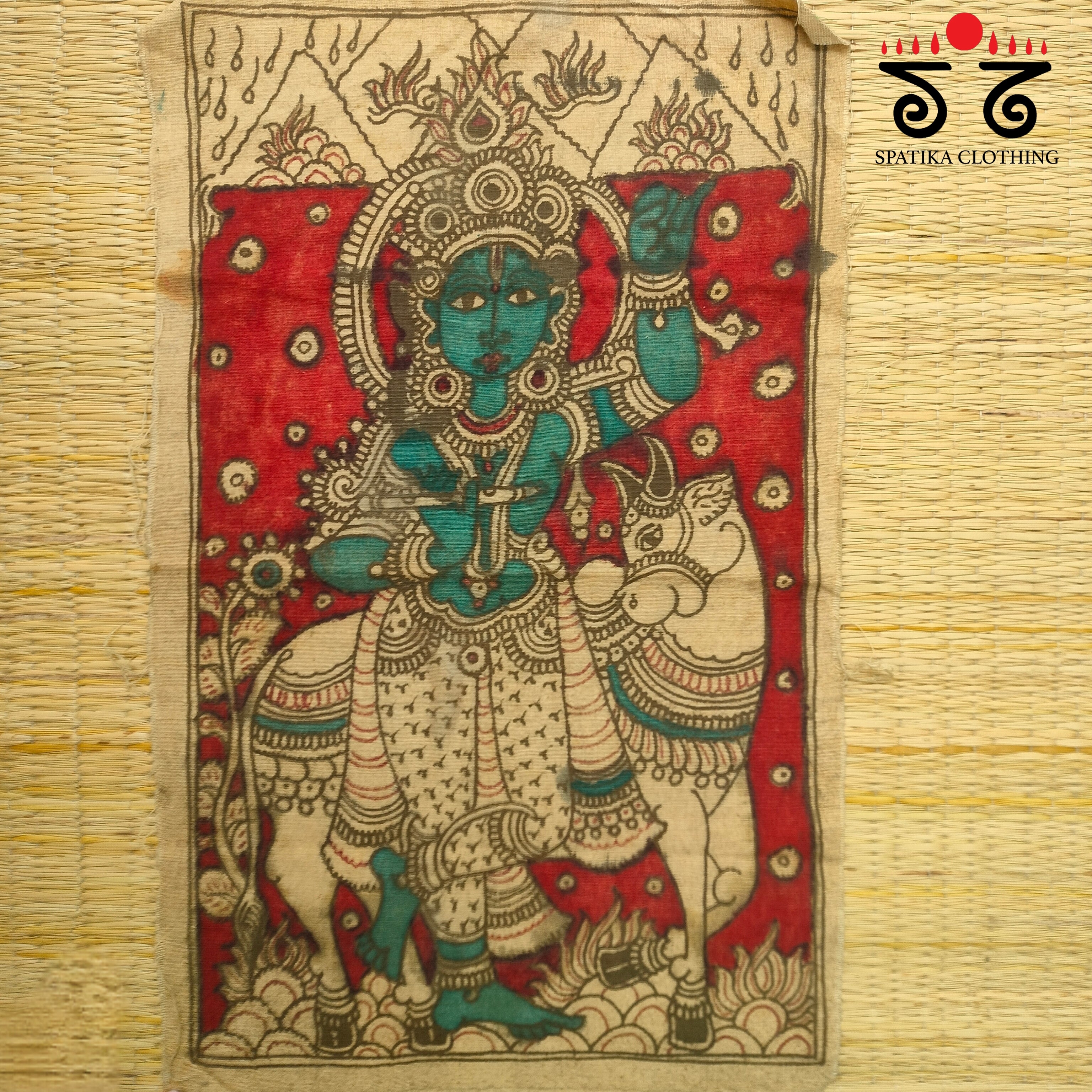 Krishna - Govardhana Pen-Kalamkari Painting