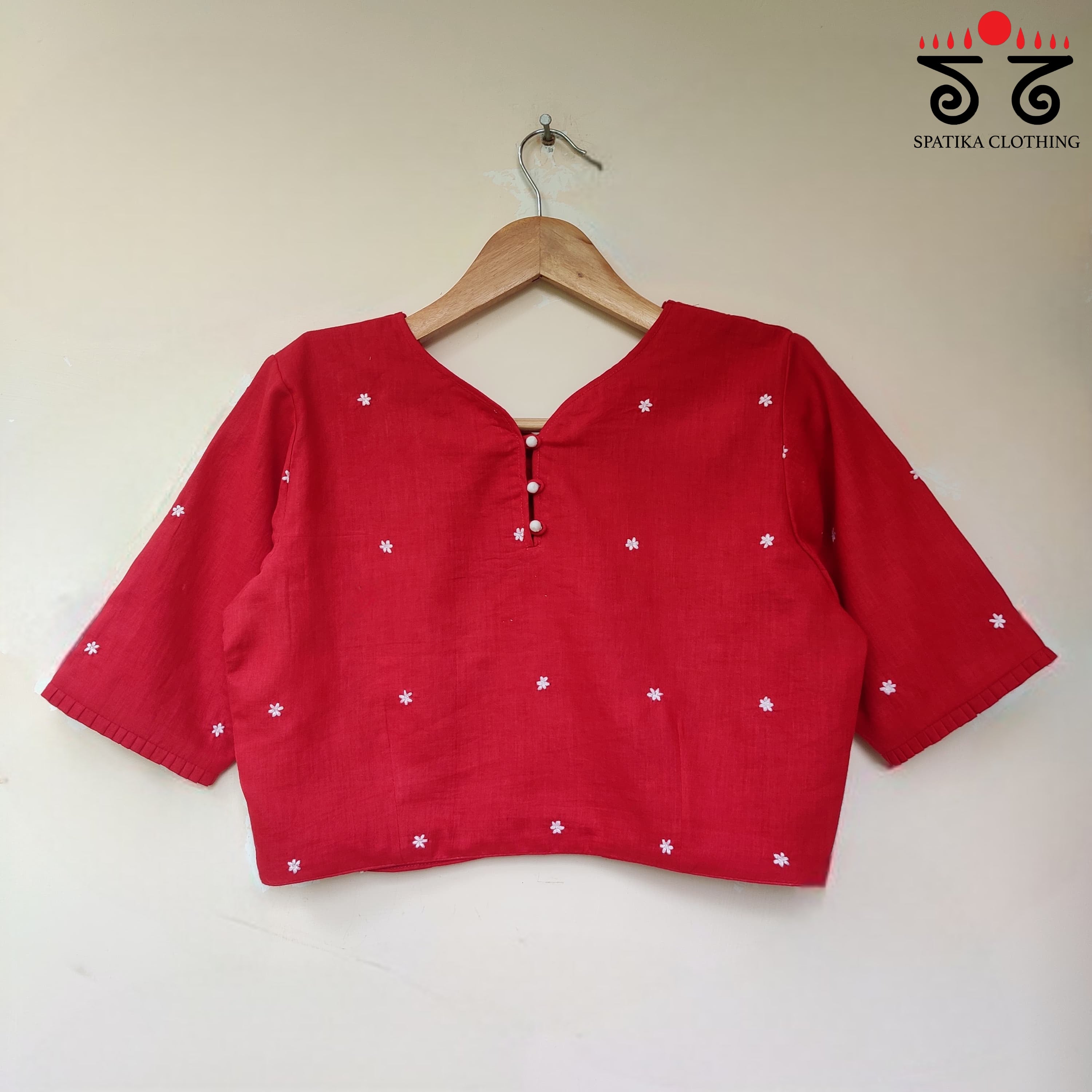 Red Boondhi-Handcrafted Blouse