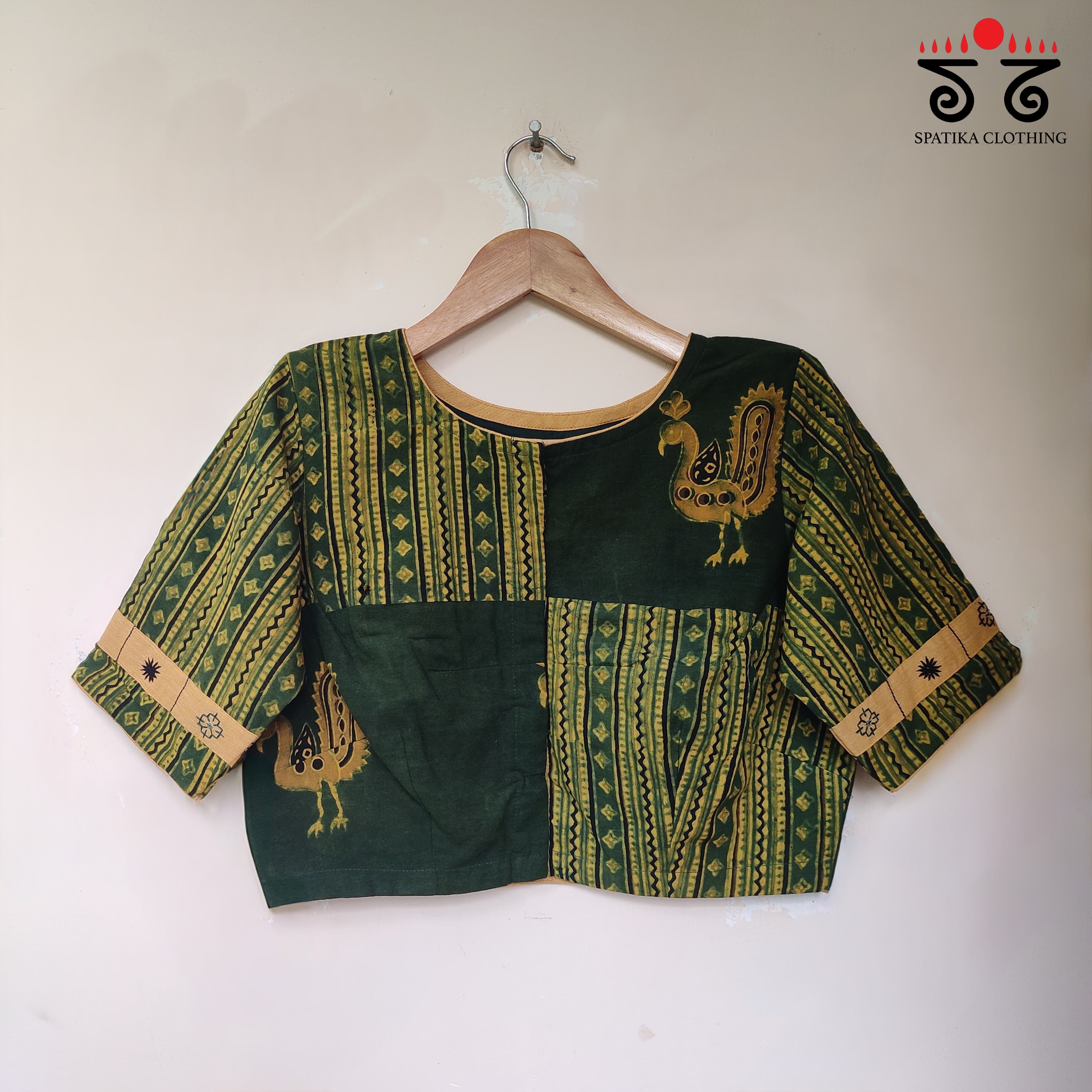 Green & Yellow Morni Collage-Handcrafted Blouse