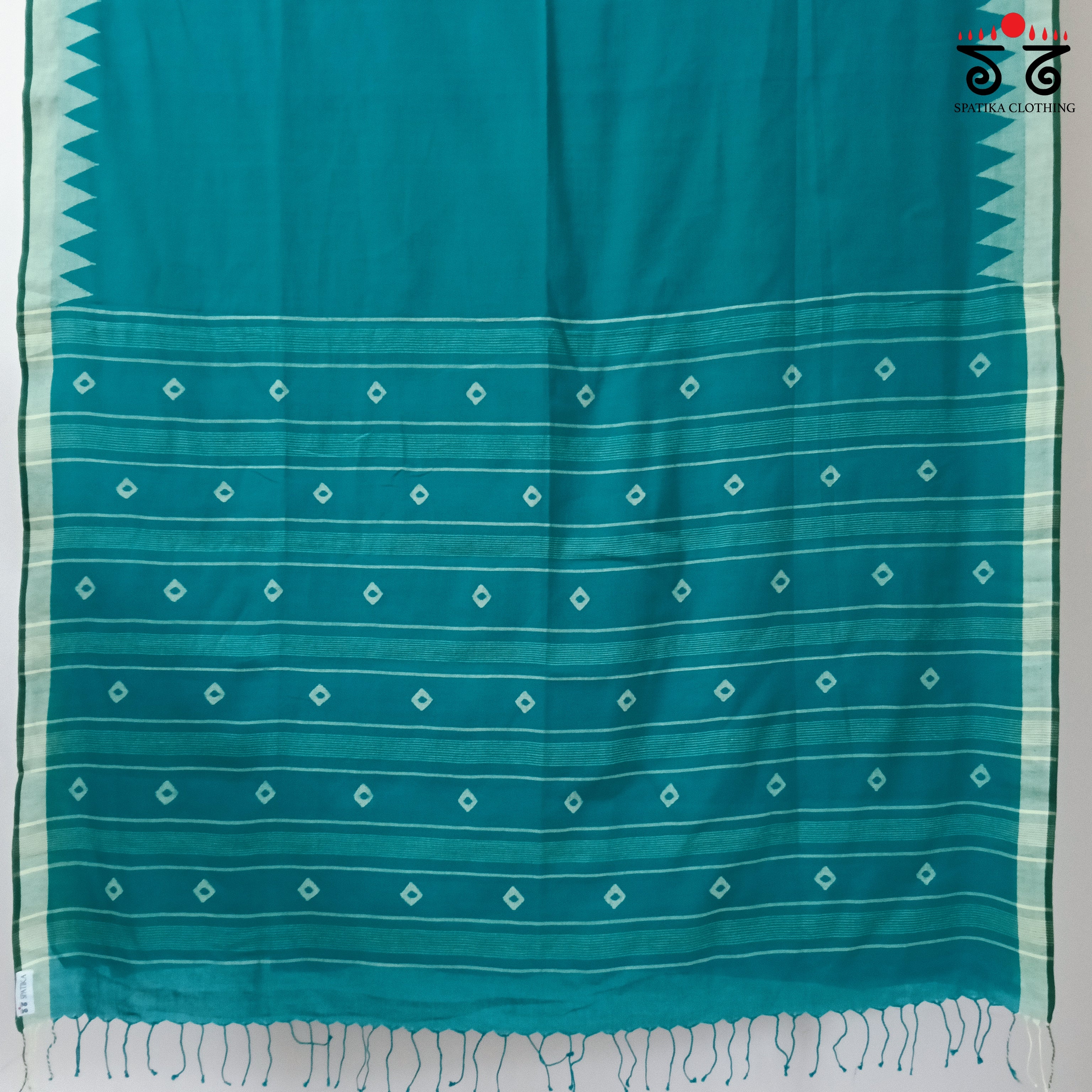 Jamdhani on Blue & Green Bengal Cotton Saree
