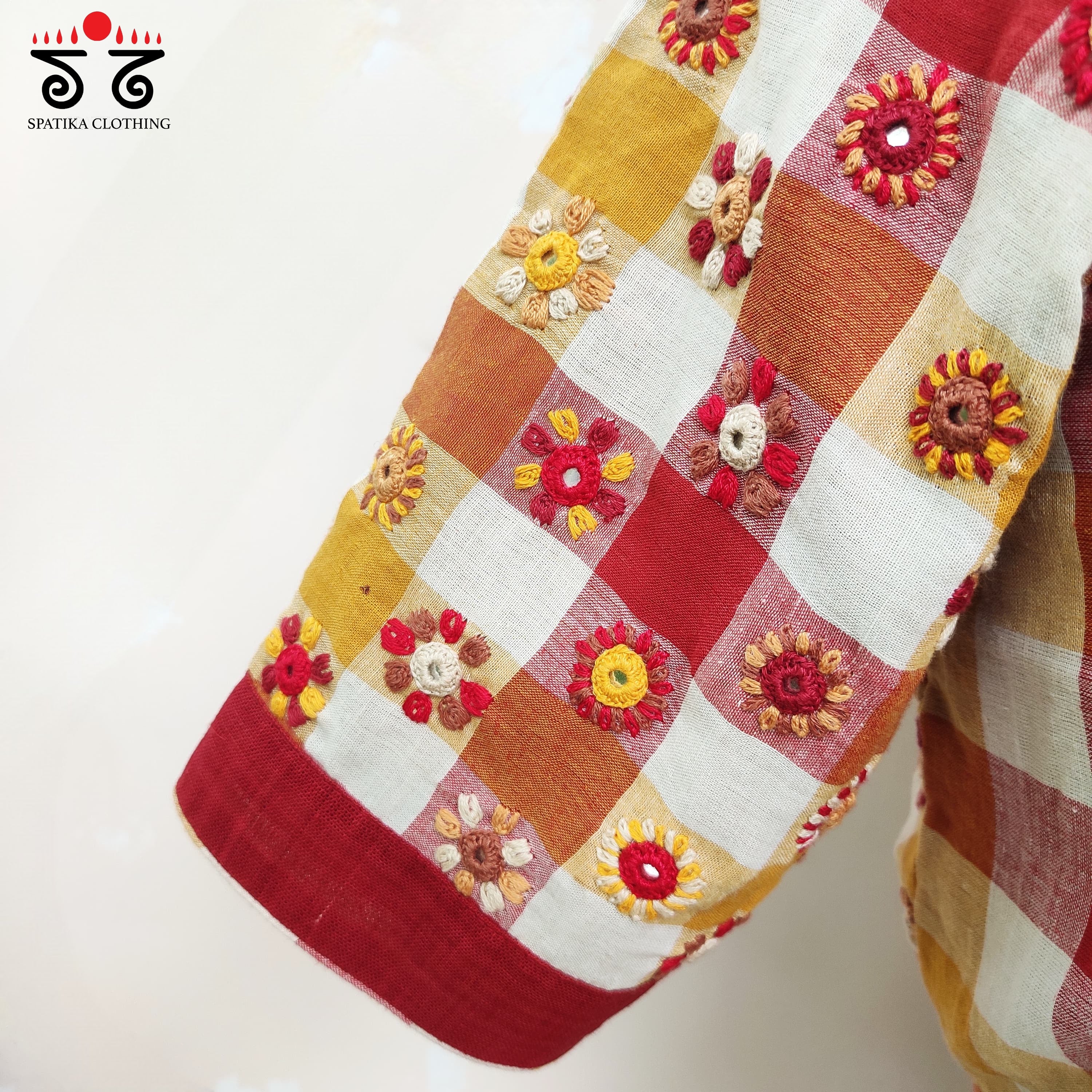 White & Red 100 Butta -Handcrafted Blouse