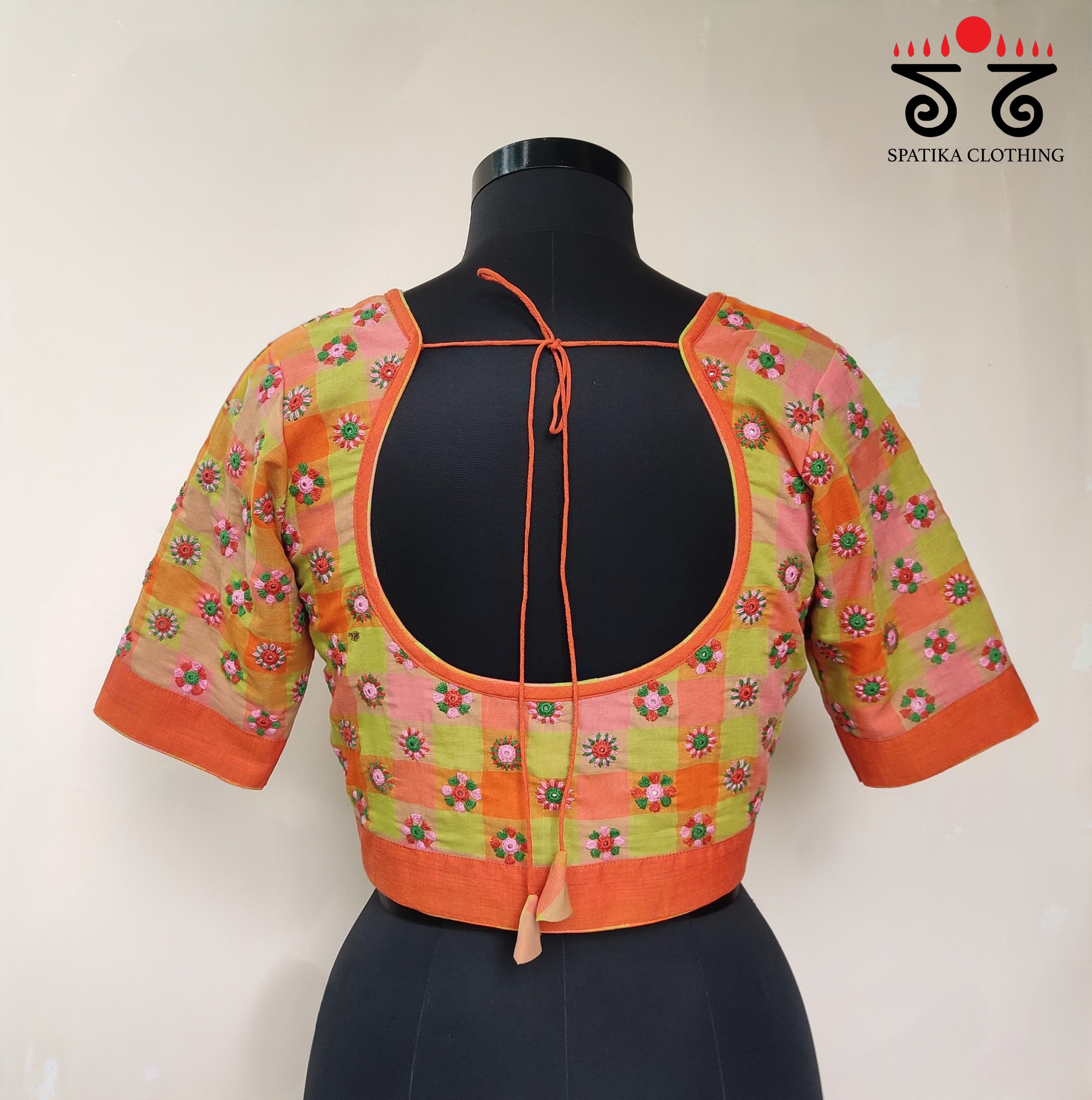 Orange 100 Butta -Handcrafted Blouse