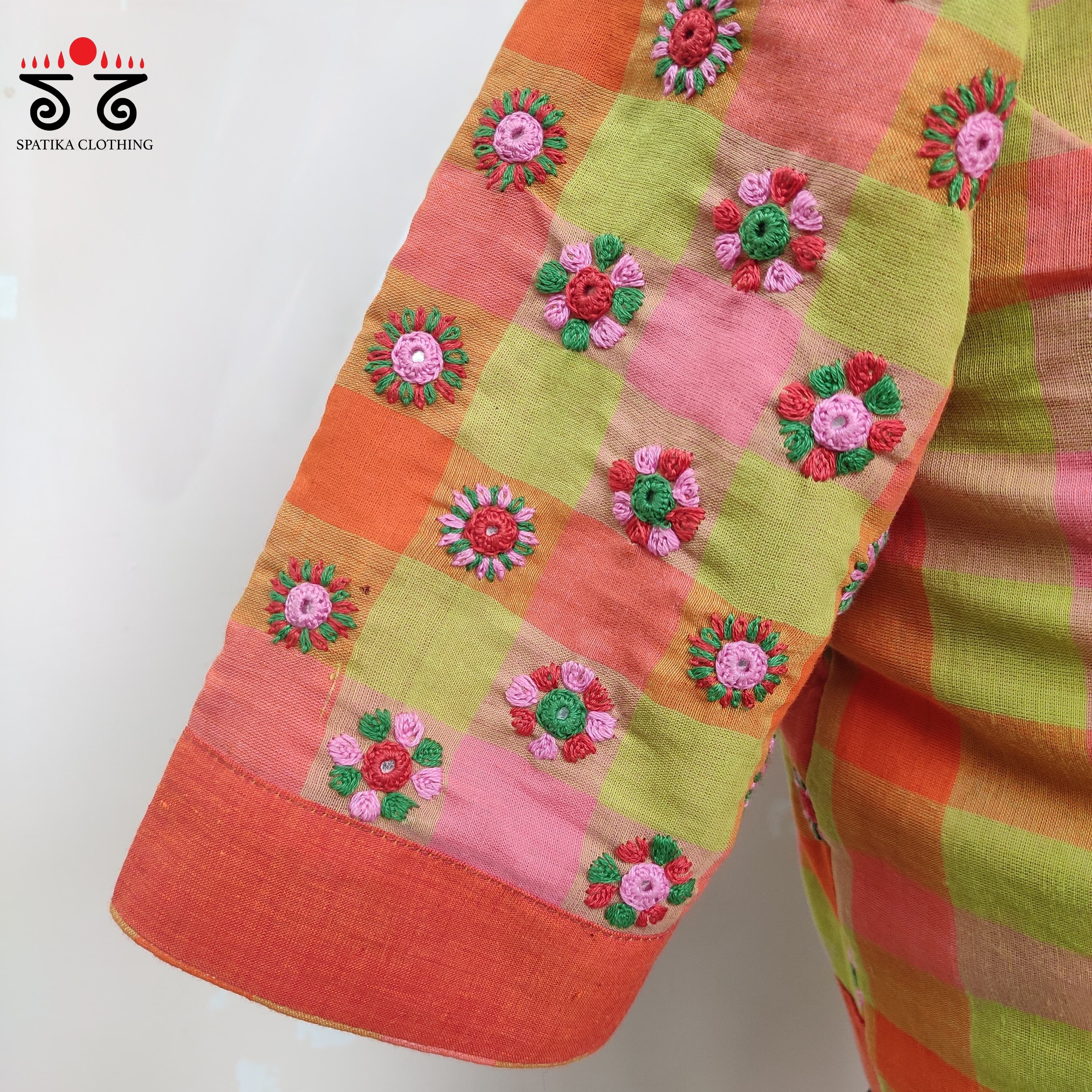 Orange 100 Butta -Handcrafted Blouse