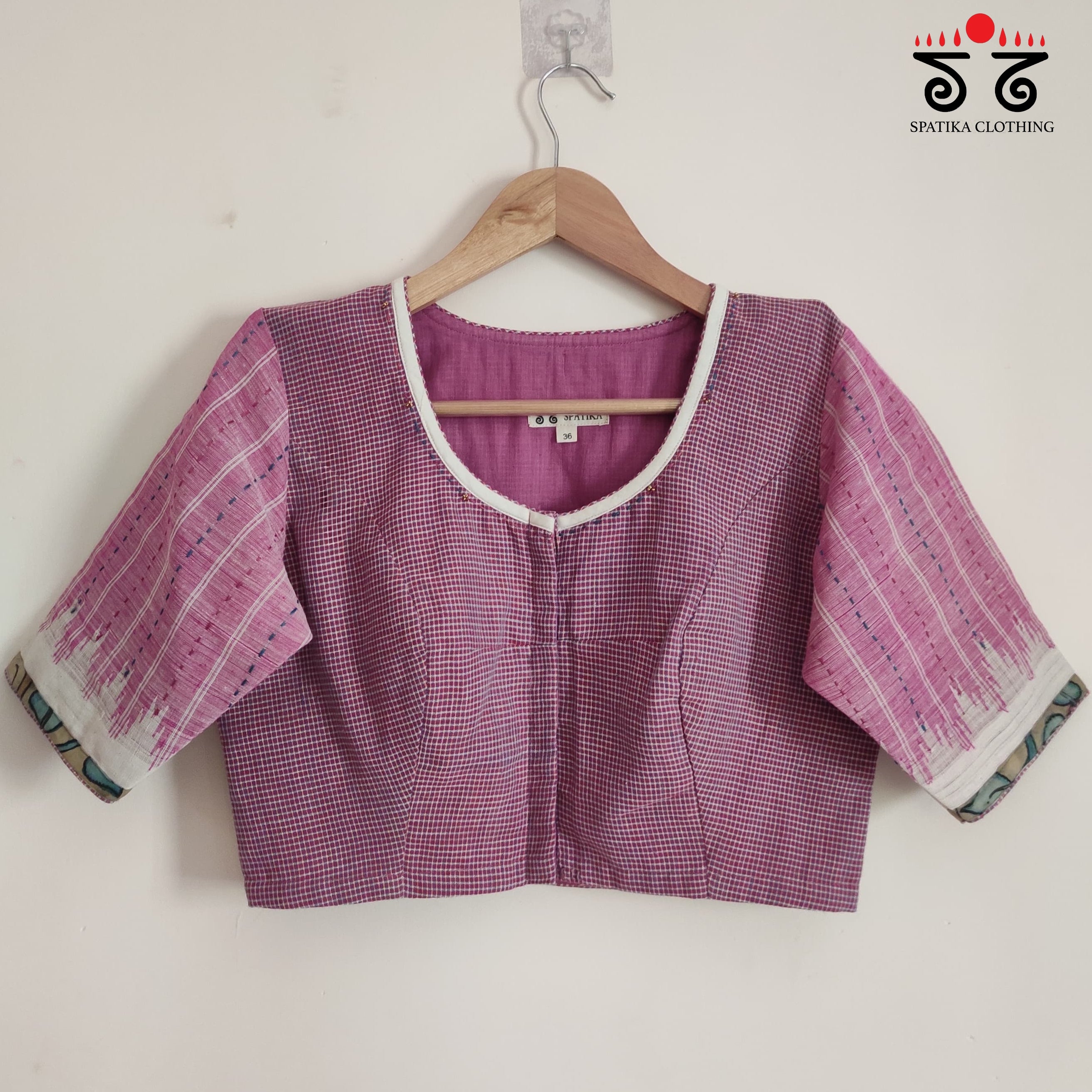Pink Kalamkari Cow - Handcrafted Blouse