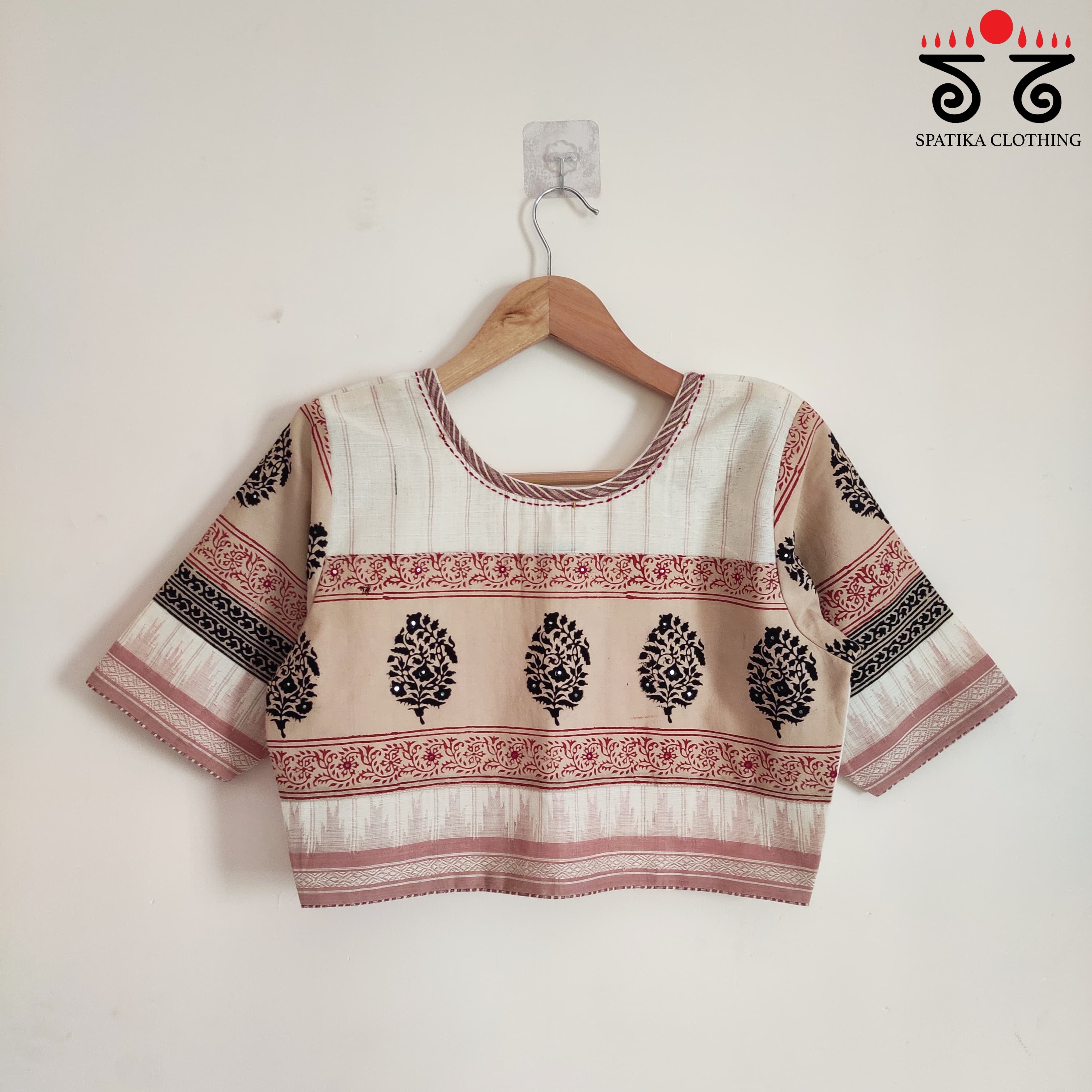 White Ponduru Bagru - Handcrafted Blouse