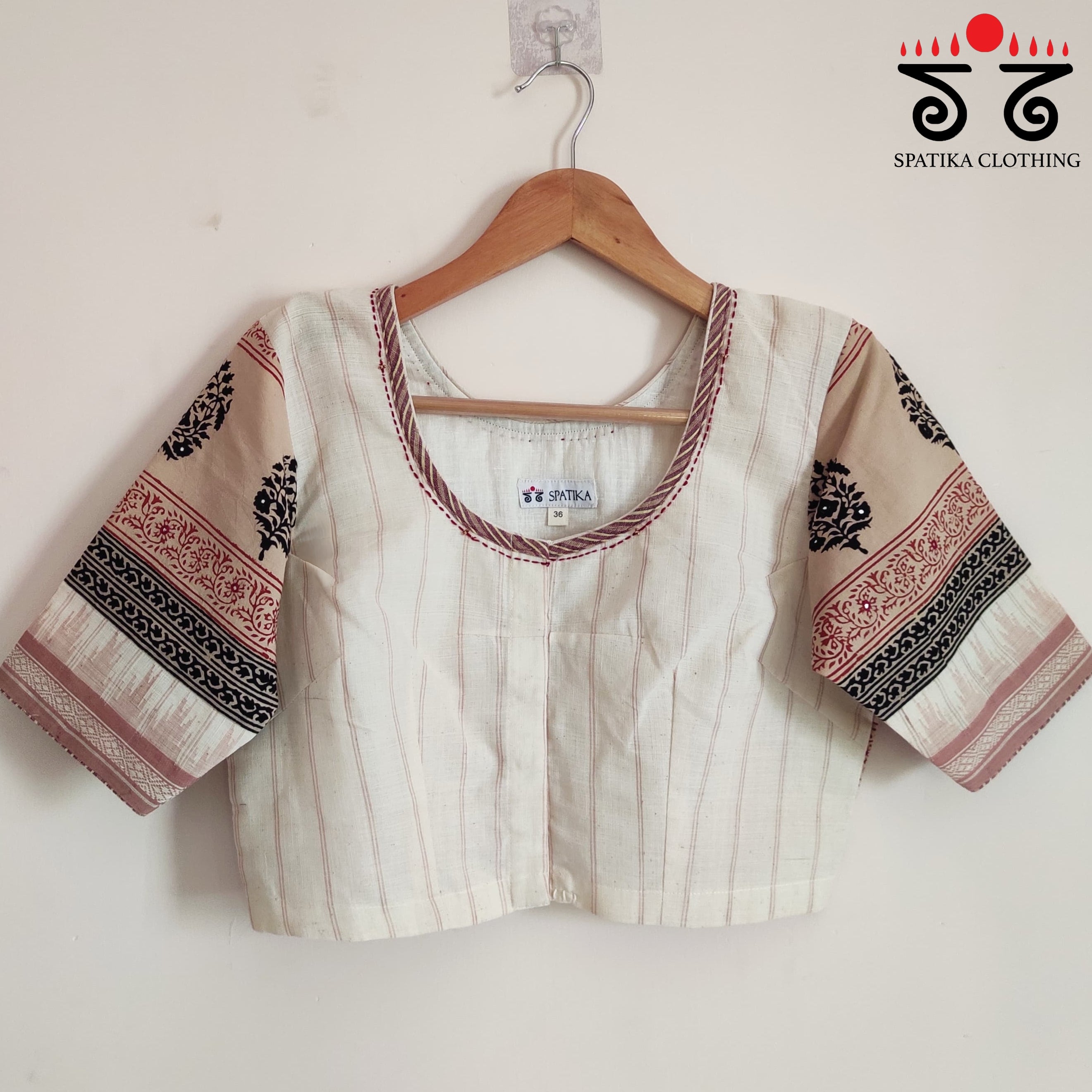 White Ponduru Bagru - Handcrafted Blouse