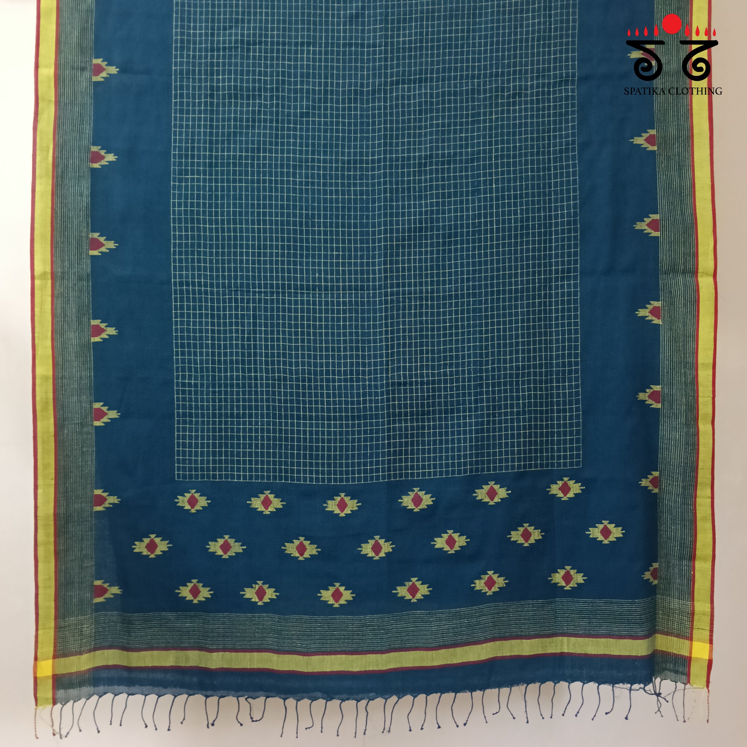 Peacock & Red Jamdhani Bengal Cotton Saree