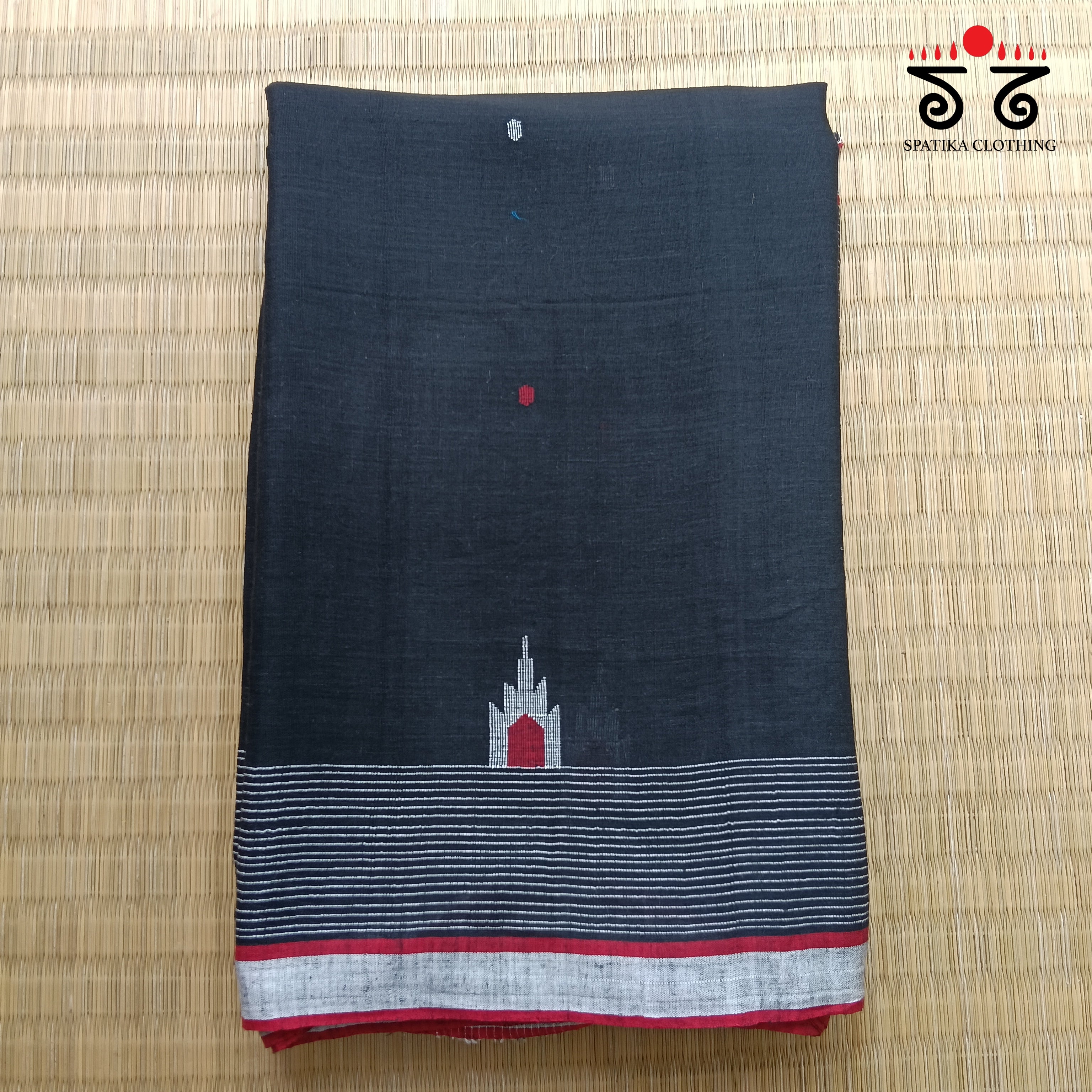Black Jamdhani Bengal Cotton Saree