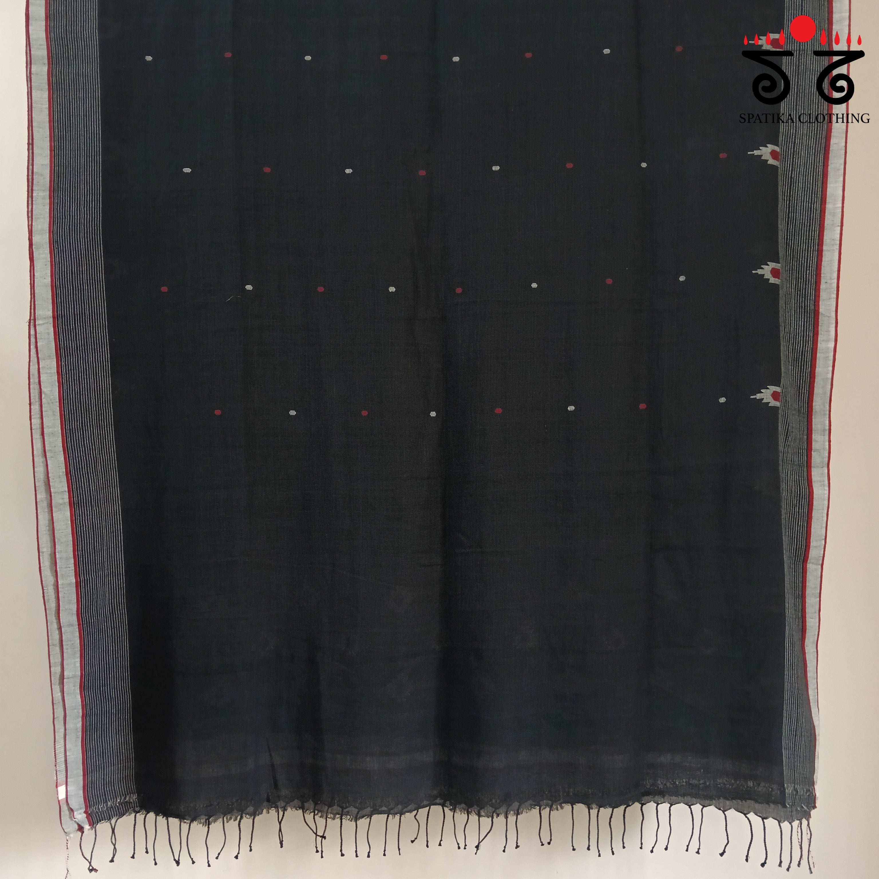Black Jamdhani Bengal Cotton Saree