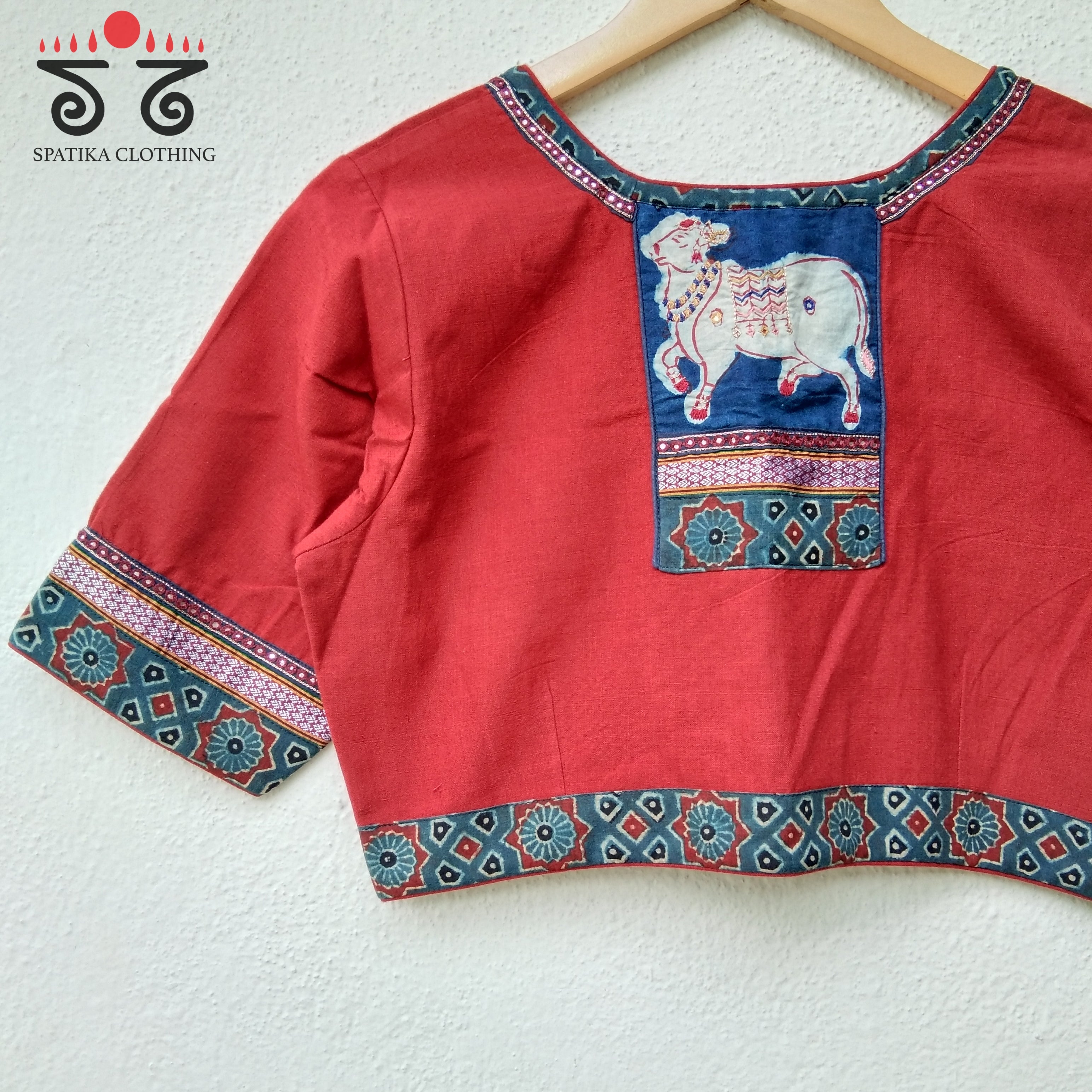 Red Pichwai Handcrafted Blouse