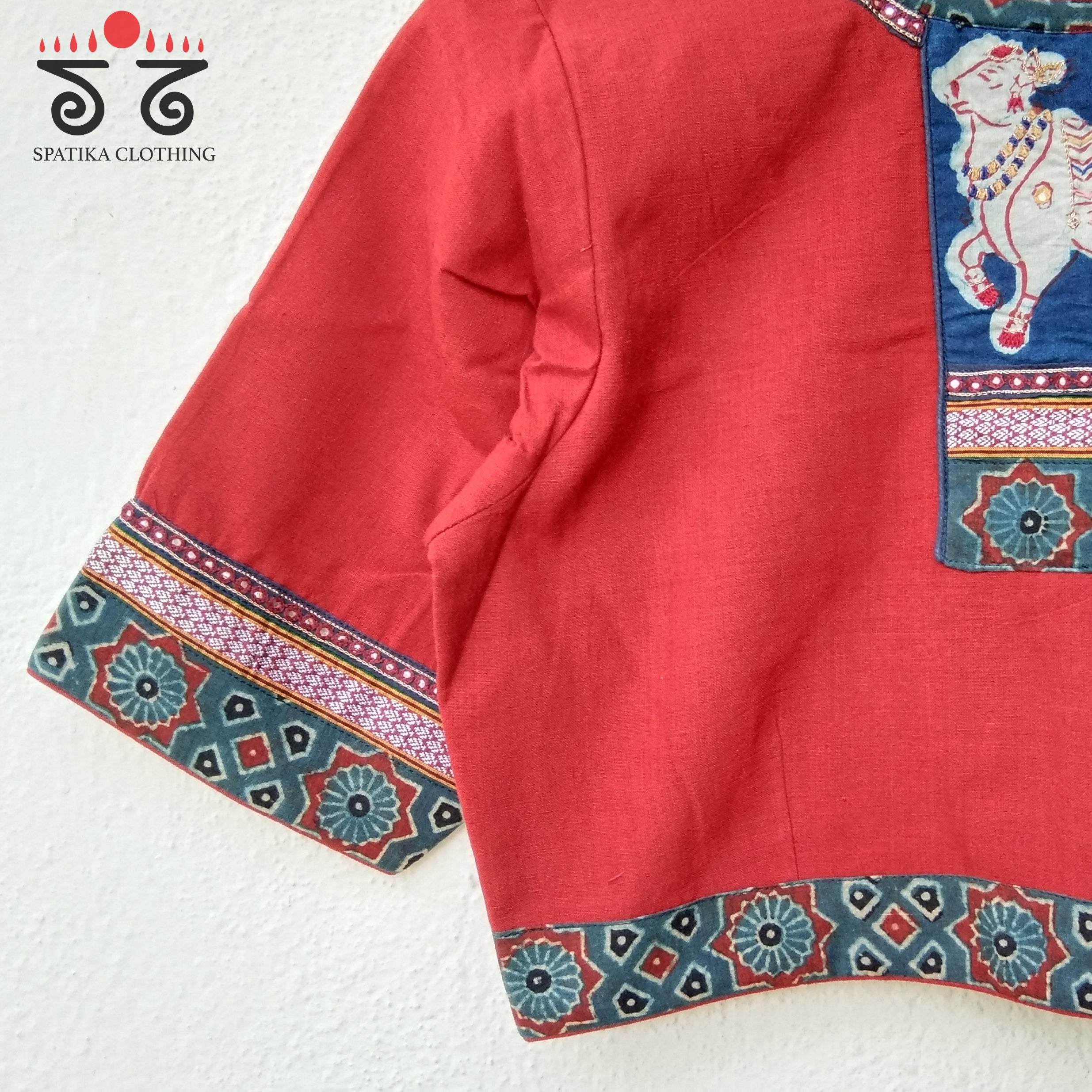 Red Pichwai Handcrafted Blouse
