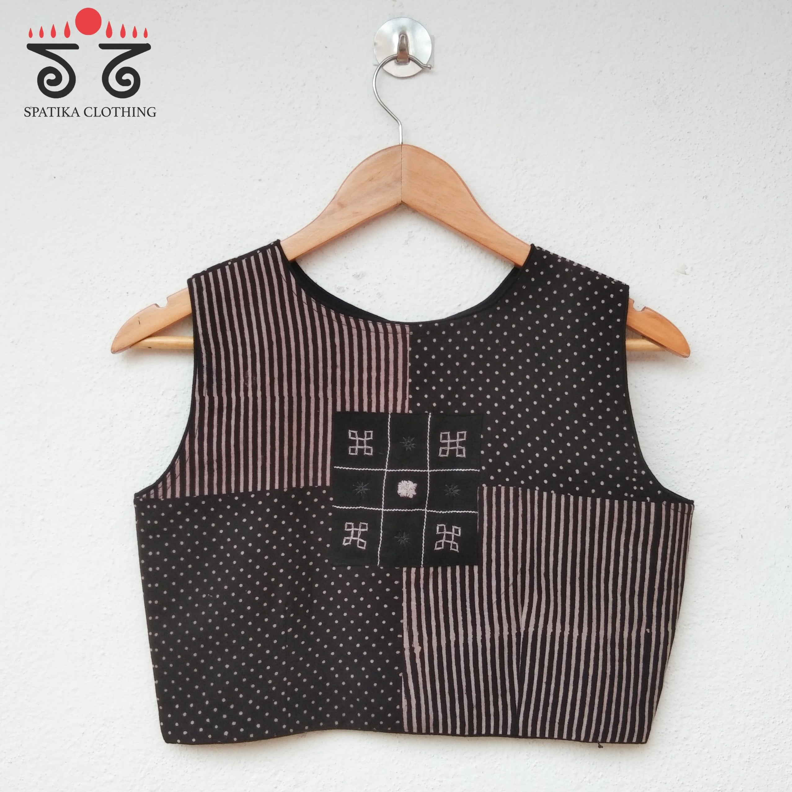 Dots & Stripes - Sleeveless Blouses in Ajrak