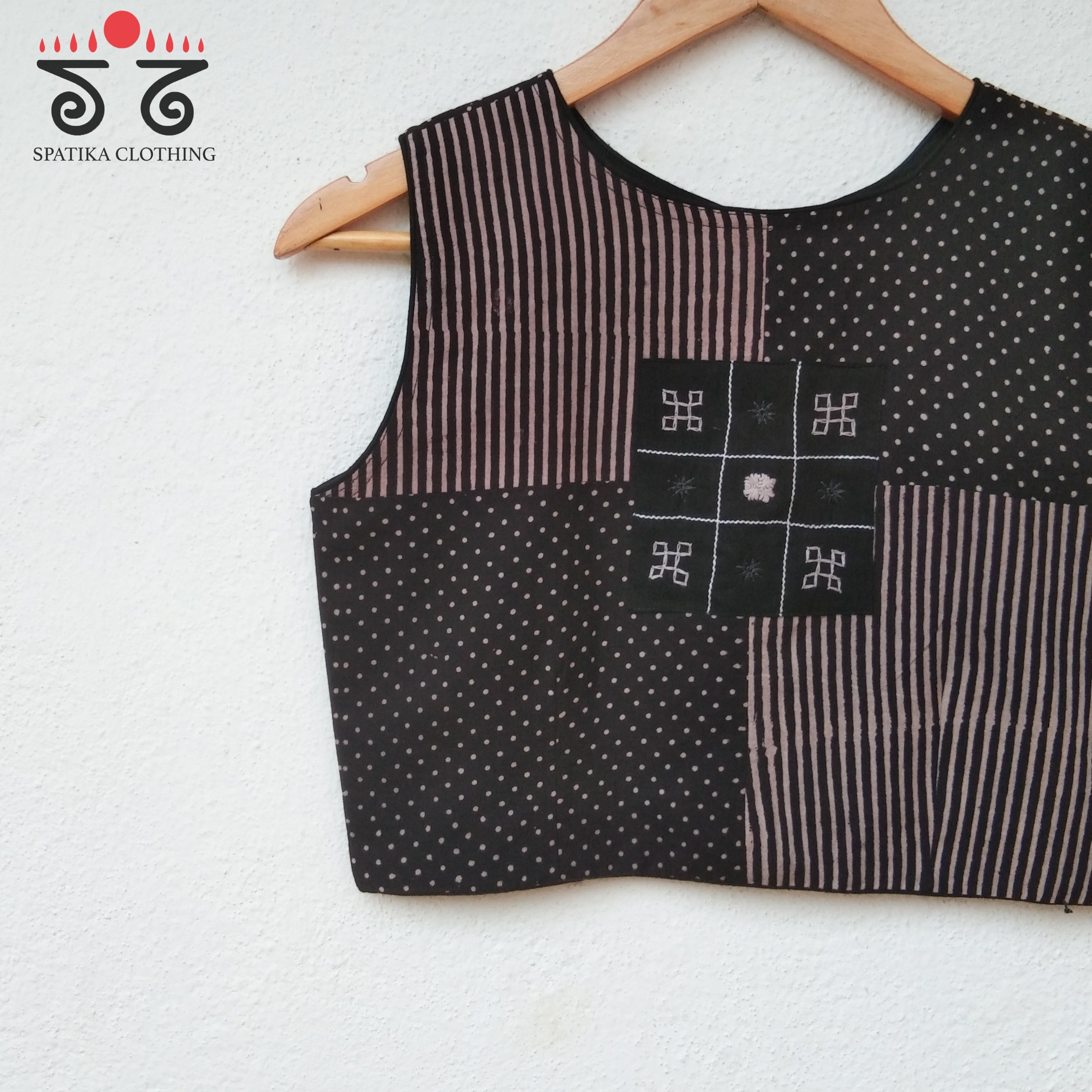 Dots & Stripes - Sleeveless Blouses in Ajrak