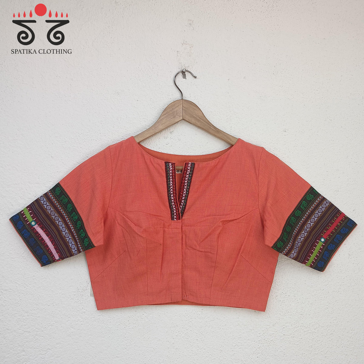 Orange Ilkal Handwoven Cotton Saree - Special Edition with The Solid - Khun Lambani Blouse