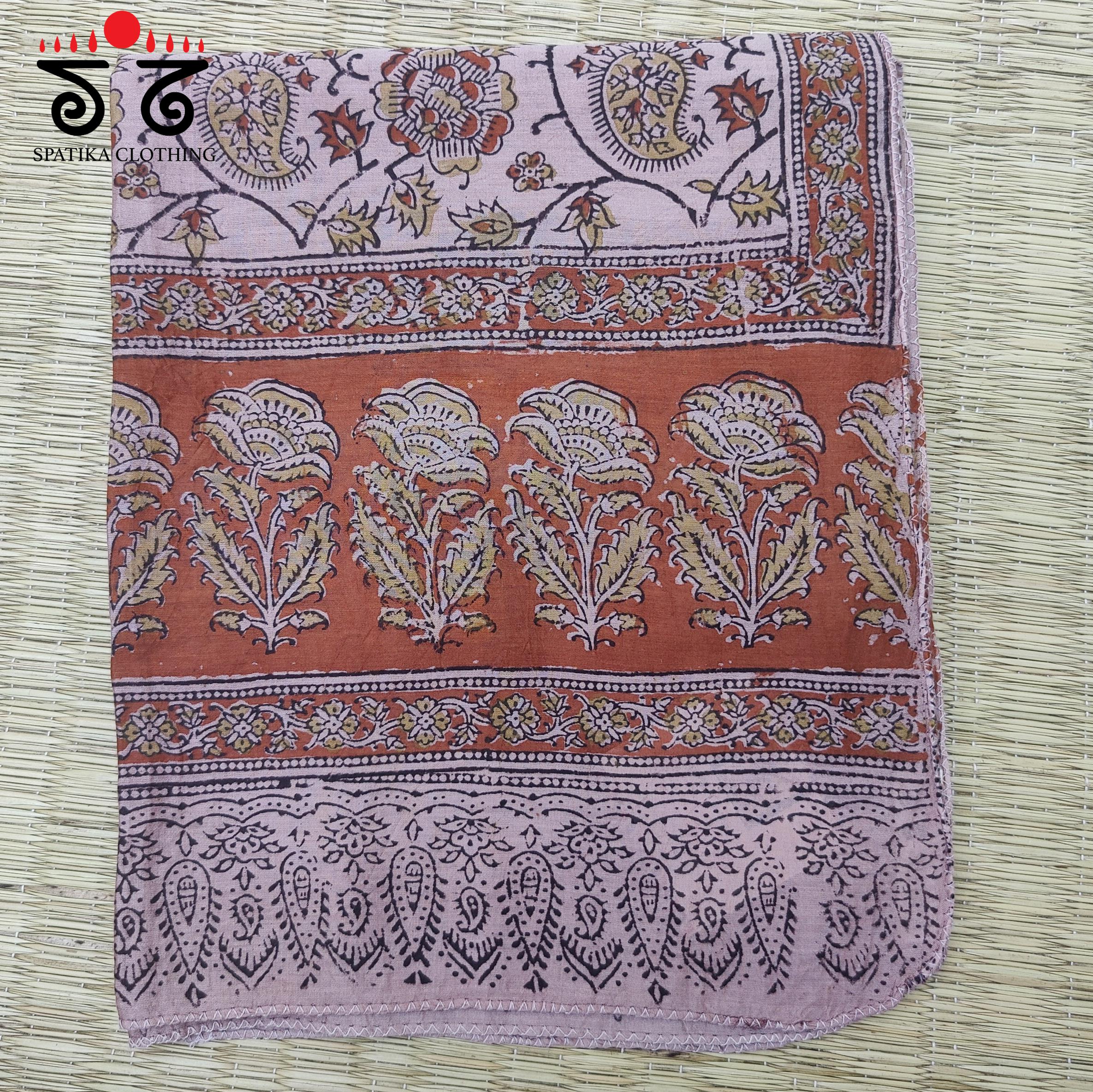 Ajrakh on Silk Cotton Stole - Natural Dyes
