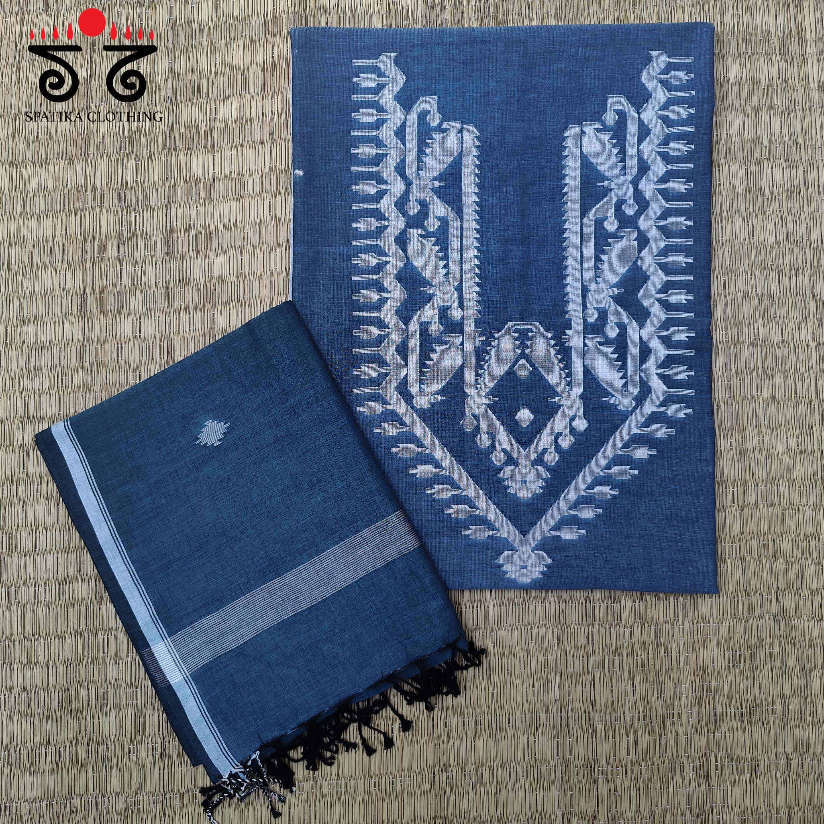 Jamdhani on Bengal Cotton Kurta Fabric - Set of Two