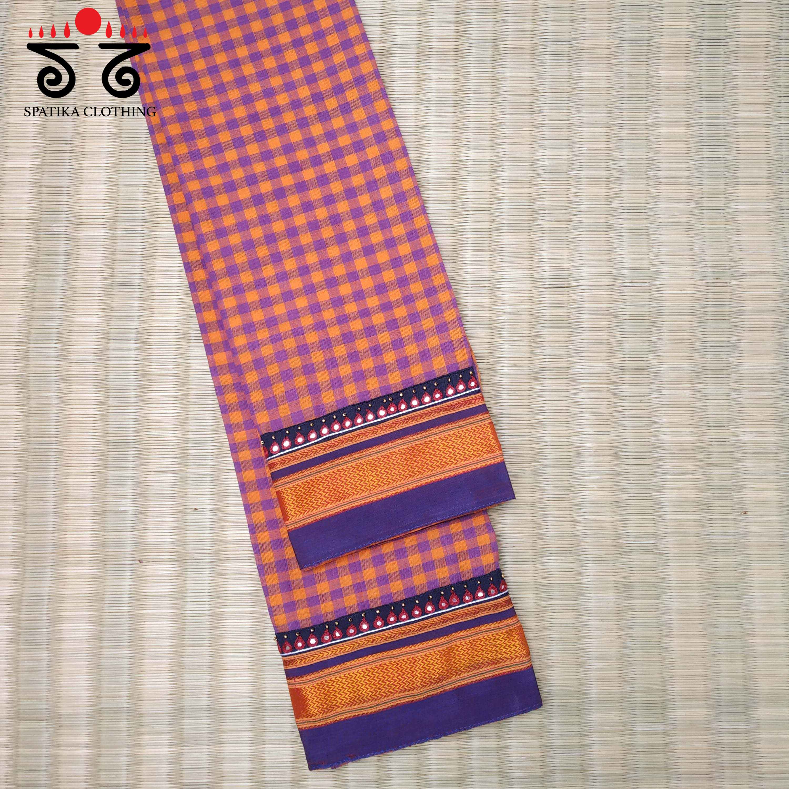 Mangalagiri Cotton - Hand Embroidered Blouse Fabric
