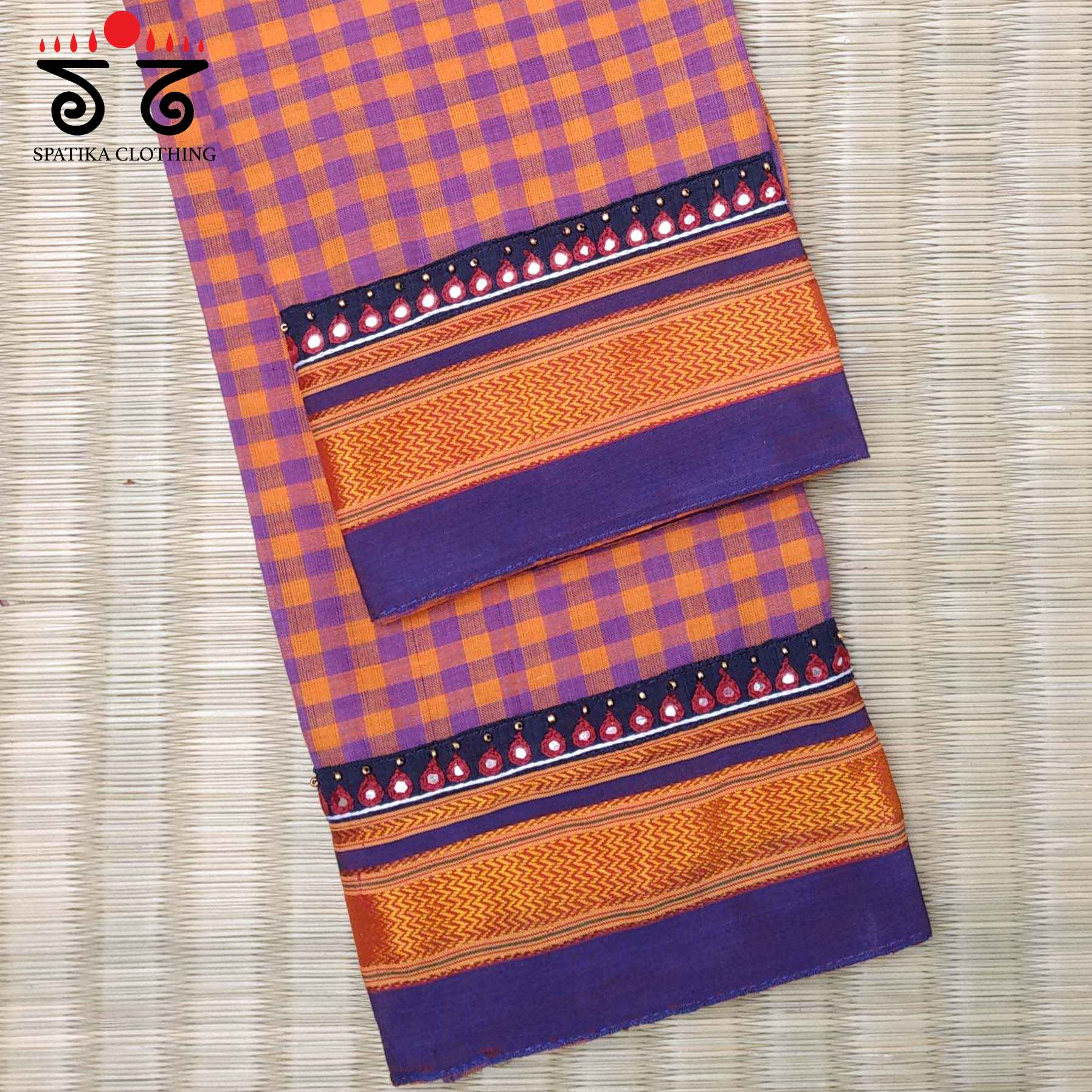 Mangalagiri Cotton - Hand Embroidered Blouse Fabric