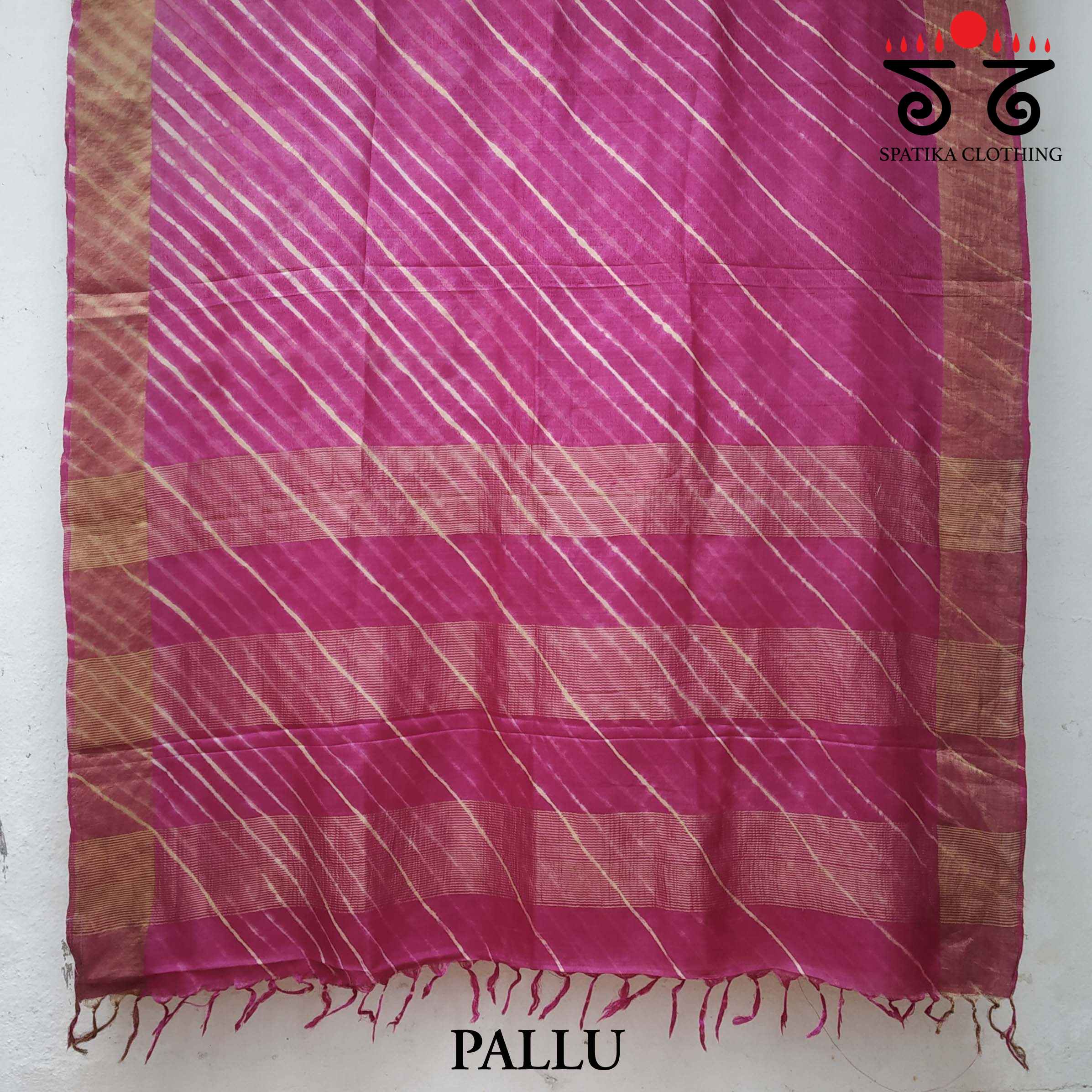 Leheriya on Pink Tussar Silk Saree